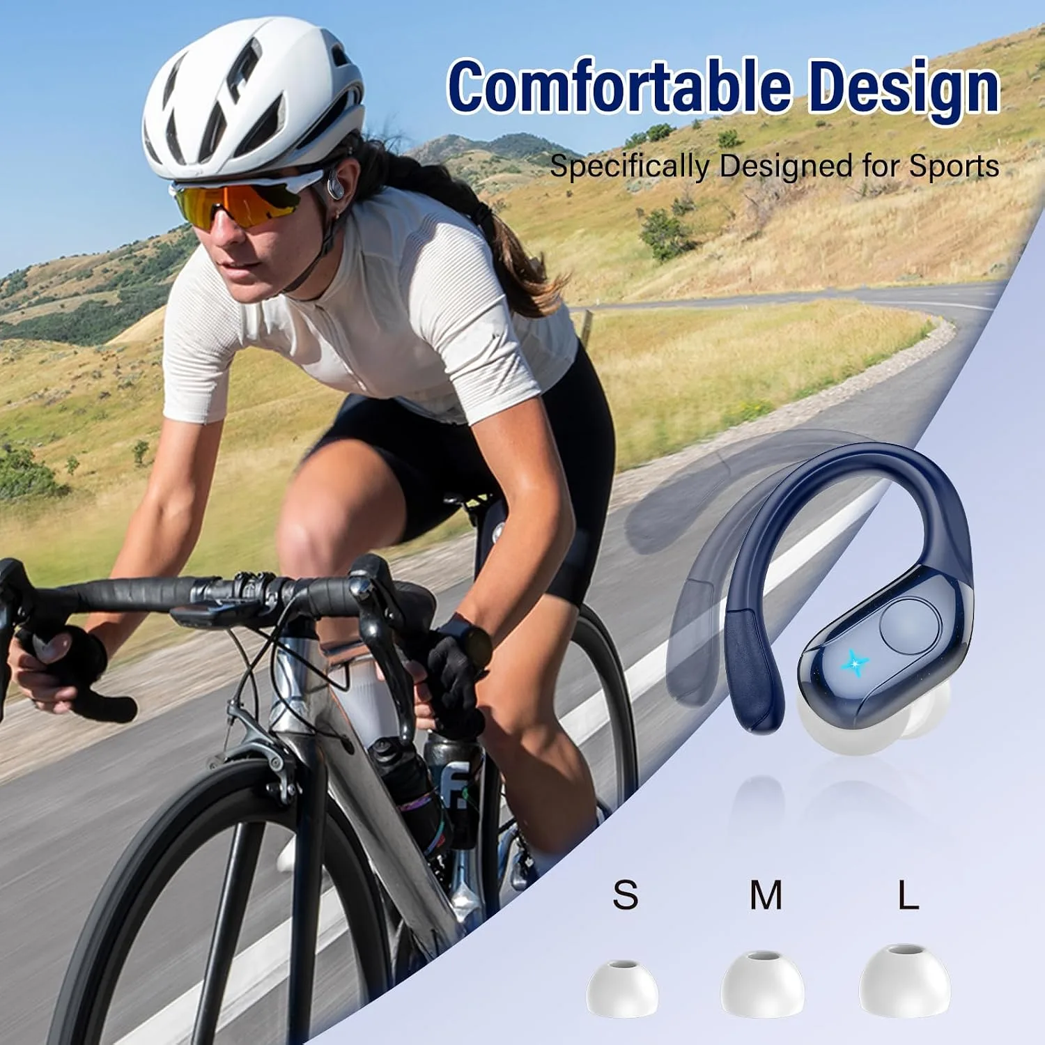 Wireless Earbuds Bluetooth 5.4 Headphones Sports, 75Hrs Bass Hi-Fi Stereo