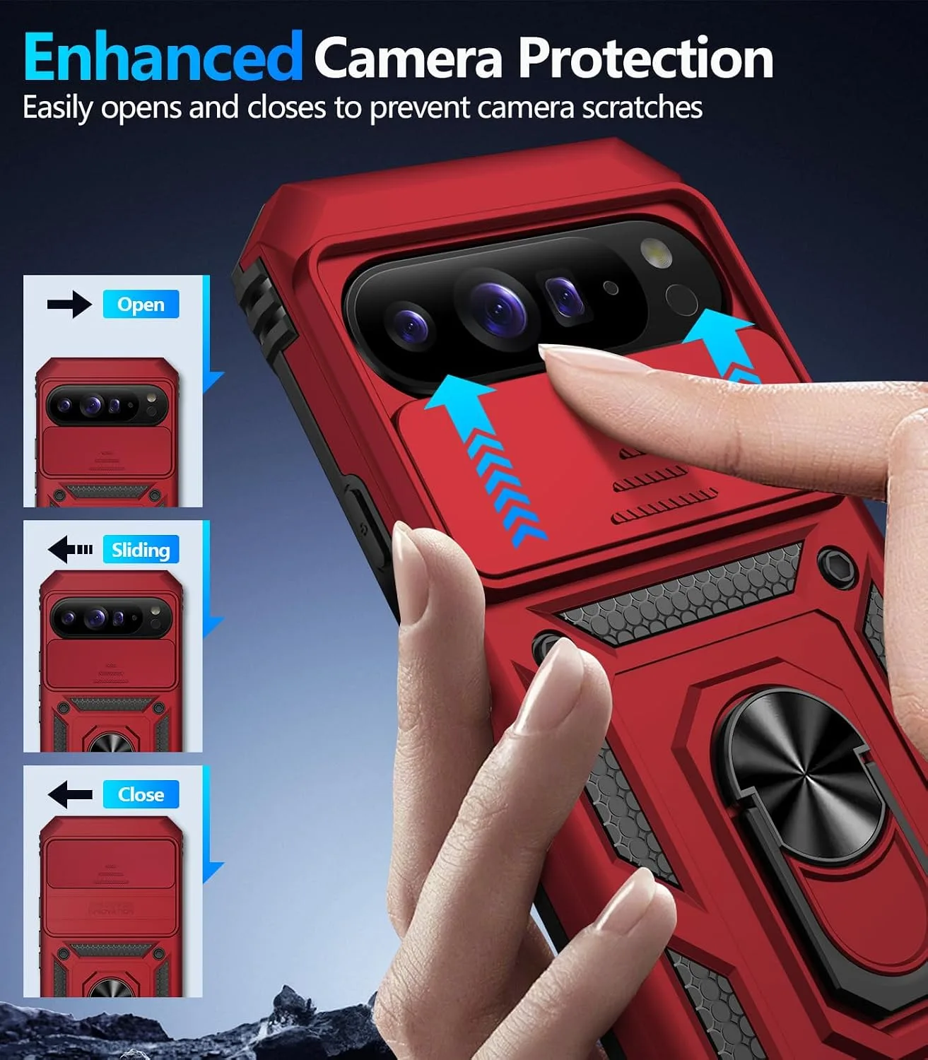 Taisairu for Google Pixel 11 Pro XL Case with Screen Protector,Red