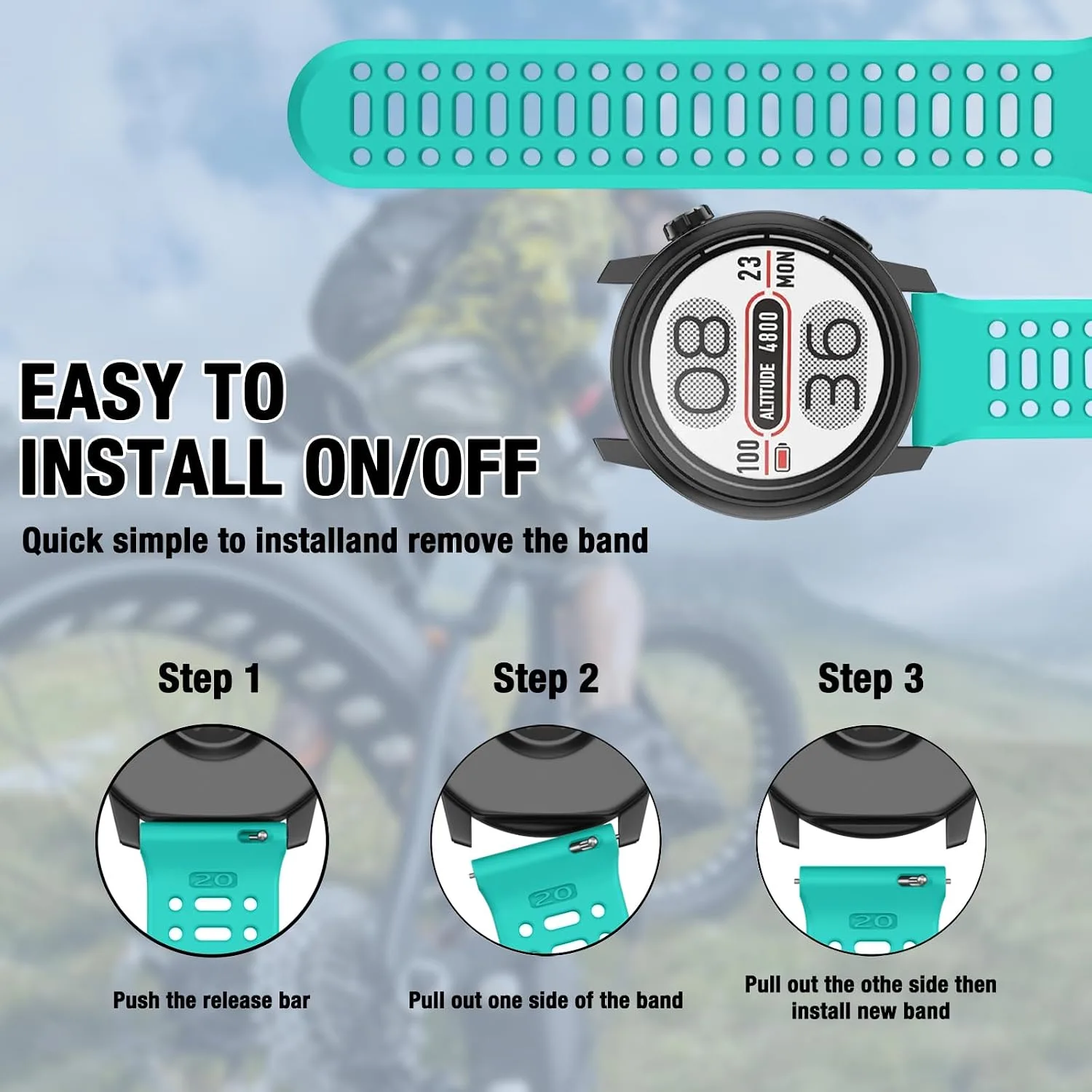 Watch Band for Coros PACE 2/APEX 2/APEX 42mm, 20mm Quick Release Silicone Replacement Band