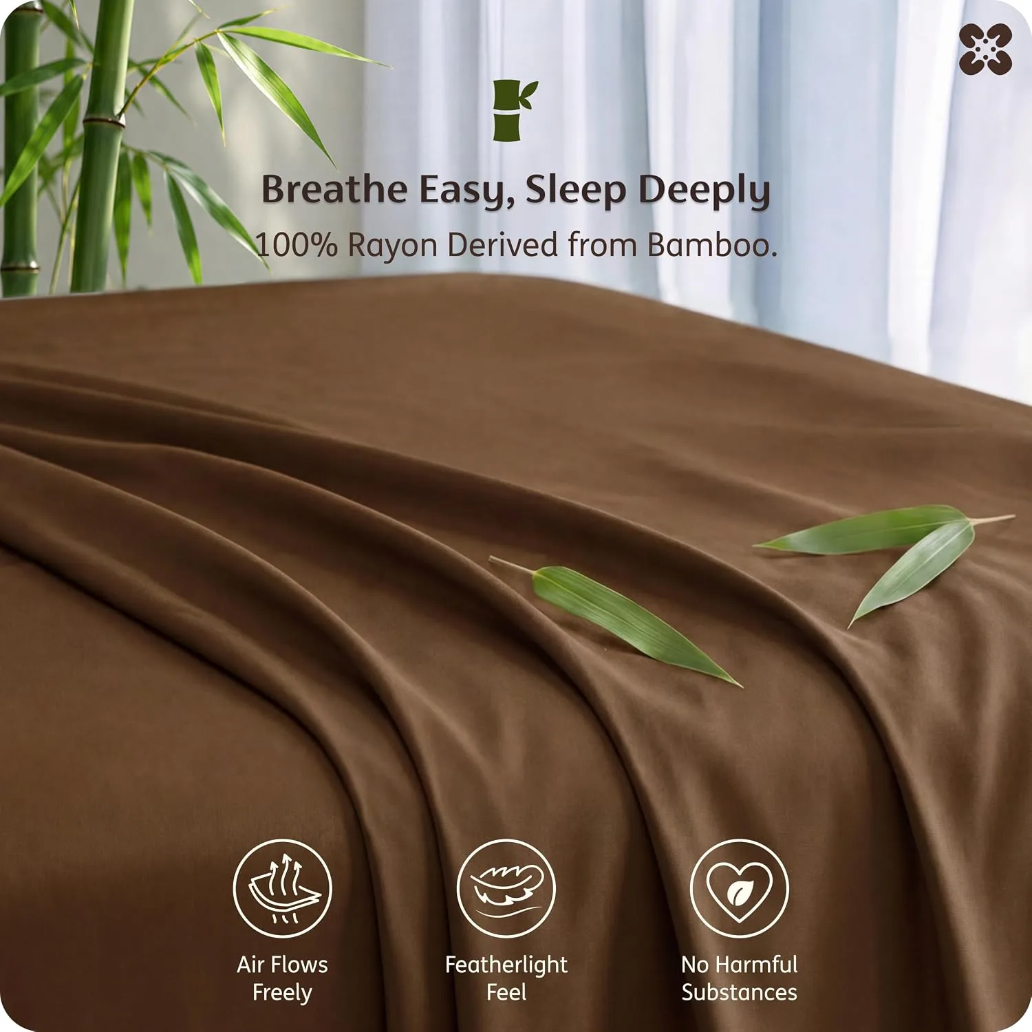 Bedsure PureWoven 100% Rayon Derived from Bamboo, Full Size Sheets, 4 PCS