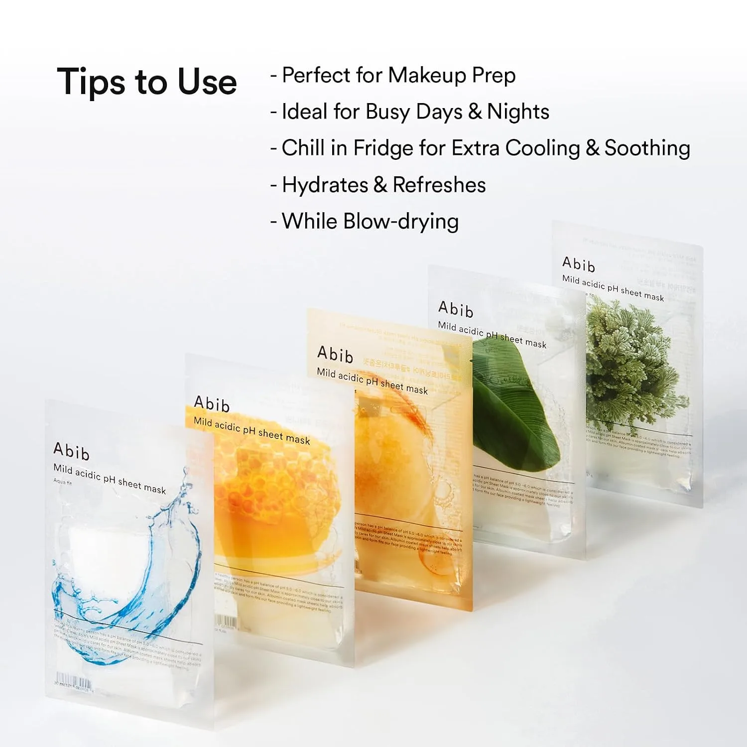 Abib Mild Acidic pH Sheet Mask Aqua Fit 10 Sheets I Intense Hydrating and Moisturizing Care for Dry and Dehydrated Skin