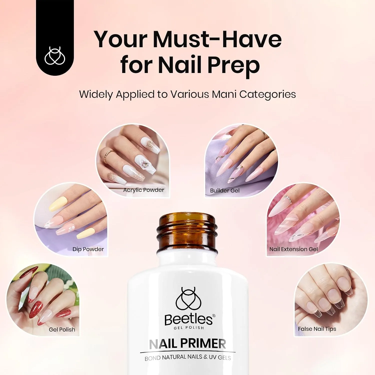 Beetles 20ml Nail Primer for Gel Nail Polish, Hema Free Dehydrator