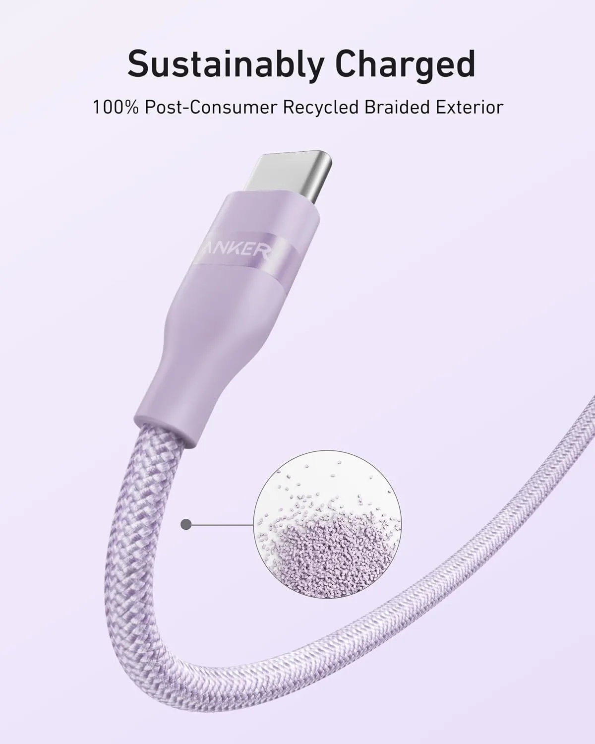 Anker Nano USB C to USB C Cable, 240W Fast Charging Cable (Purple, 6ft)