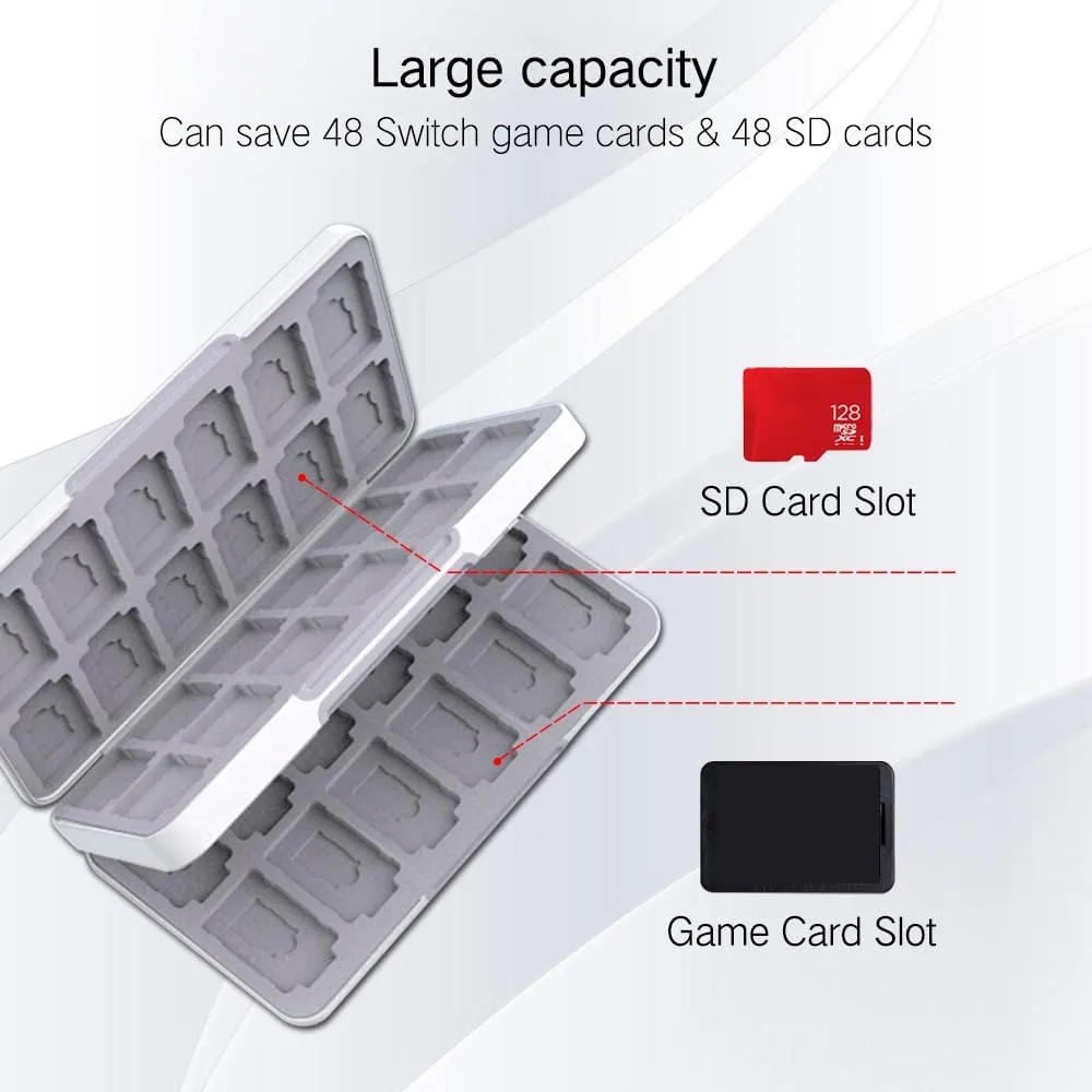 PERFECTSIGHT 48 Switch Game Card Case for Nintendo Switch OLED/ Lite 48 Game Holder Cartridge Case for Game Cards and SD Cards, Kawaii Cute Portable Compact Storage Box, Poke