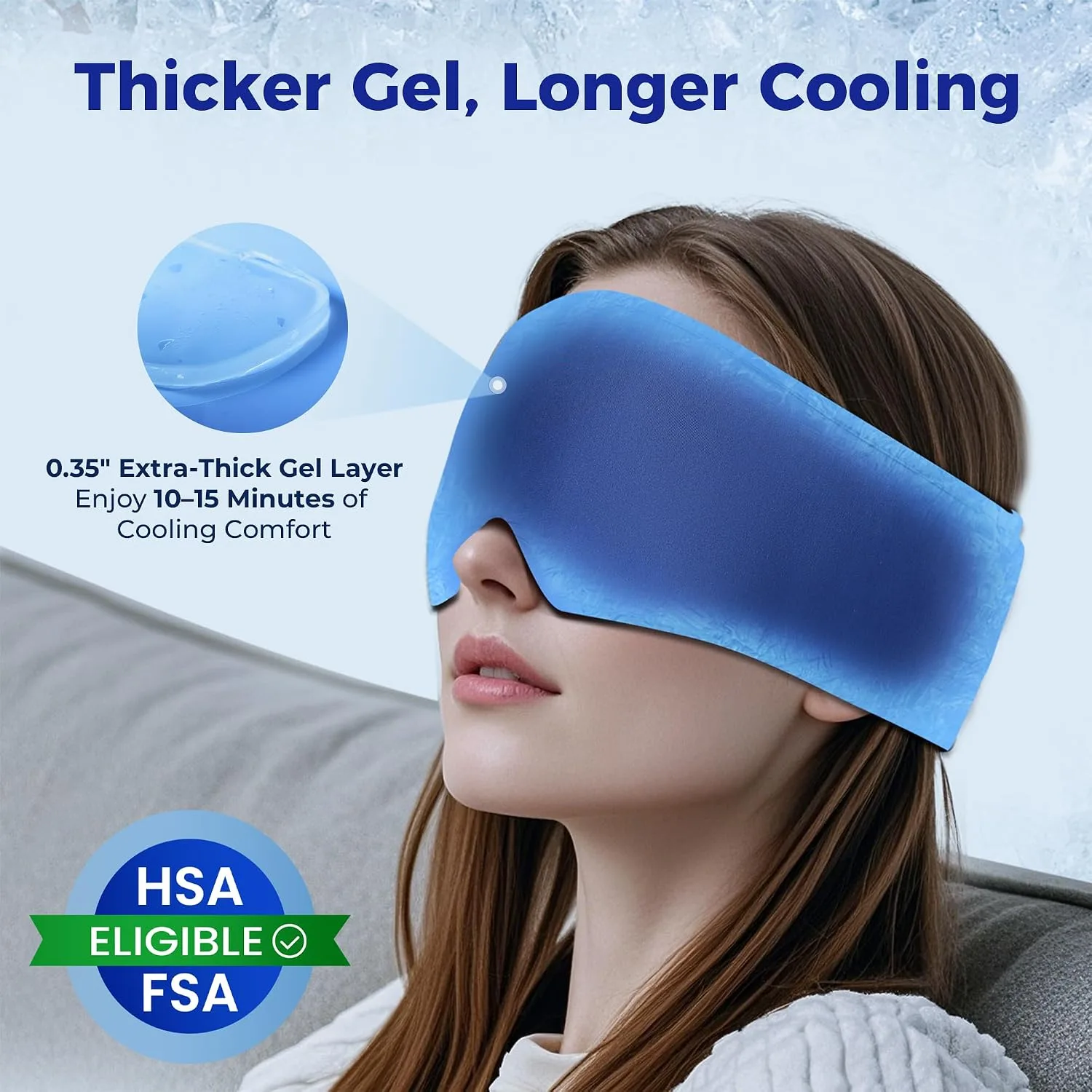 2 Pack Cooling Gel Eye Mask for Puffy Eyes, Migraine Relief, FSA Eligible