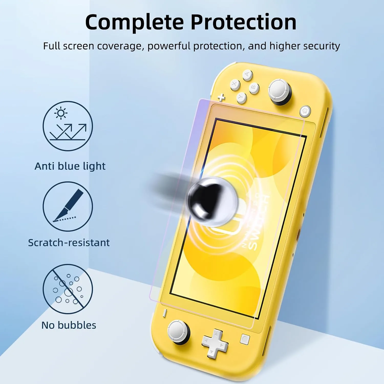 2-Pack Blue Light Blocking Screen Protector for Switch Lite Model 2019 [5.5 Inch]- Anti Glare, Anti Scratch,Anti Fingerprint, Eye Protection Film,HD Clear, Bubble Free, 9H Hardness