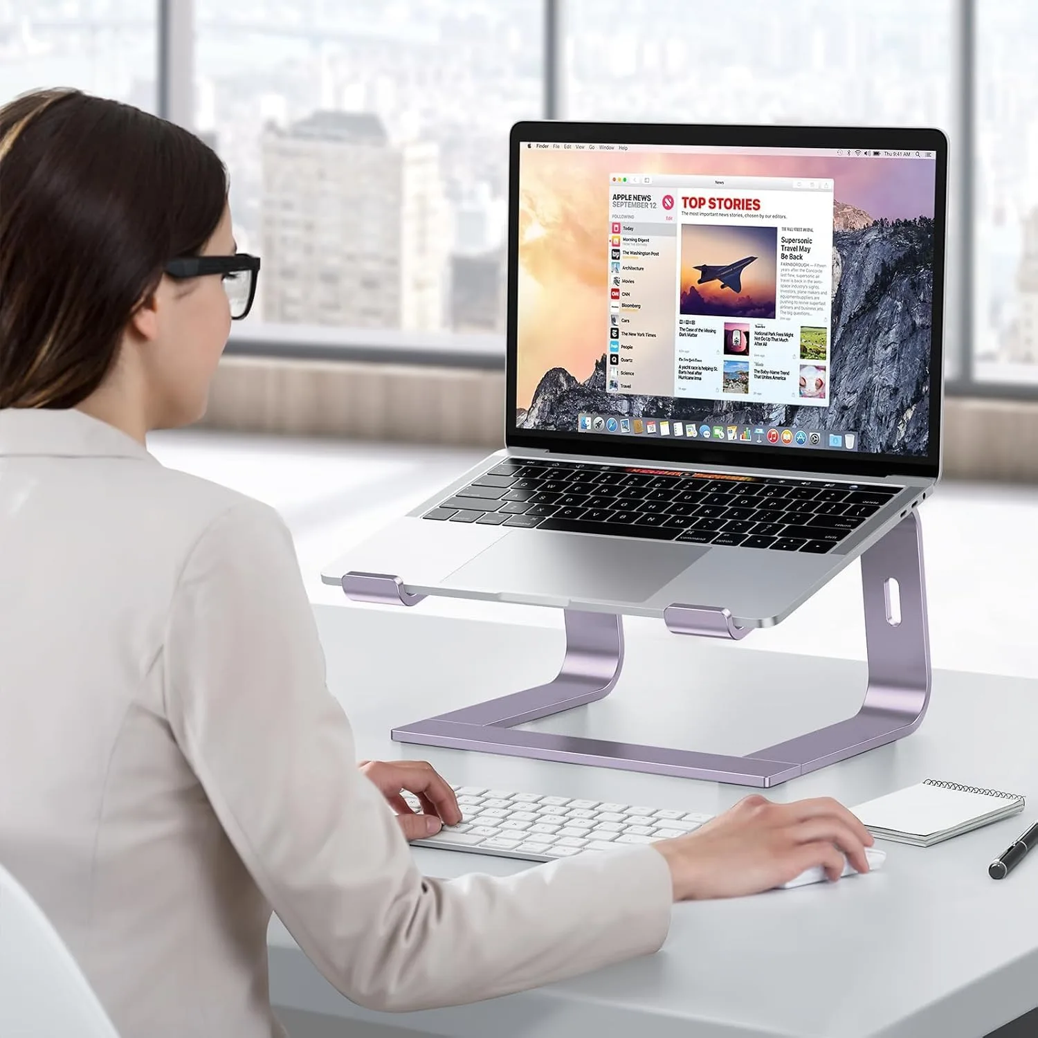 OMOTON Laptop Stand, Detachable Mount for MacBook Air/Pro Dell HP Purple