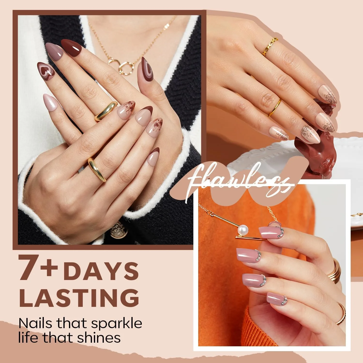modelones Fall Nail Polish, 6 Colors Brown Nude Burgundy Quick Dry Set