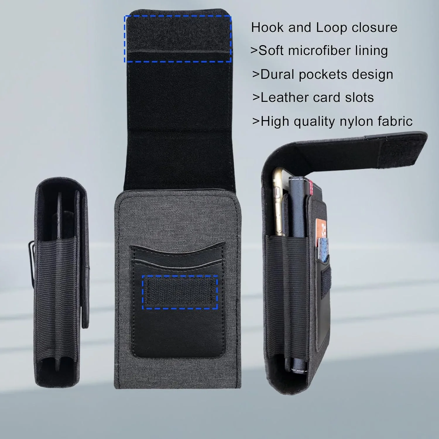 Dual Phone Holster Pouch Case with Belt Clip, Waist Carring Pouch, Universal Smartphone Case Up to 7 Inches for iPhone Pro Max, Pro, Samsung Galaxy,Moto Cellphone Holder