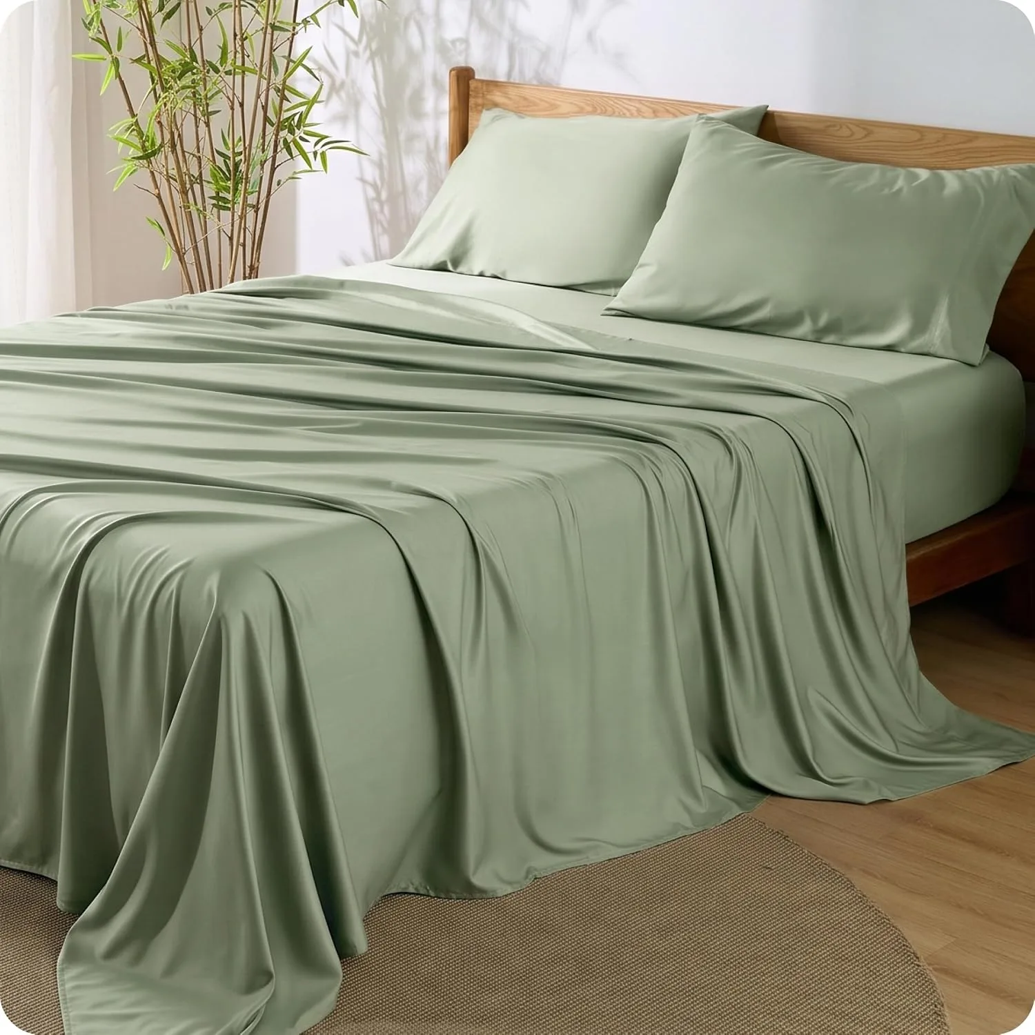 Bedsure PureWoven 100% Rayon Derived from Bamboo, Full Size Sheets, 4 PCS