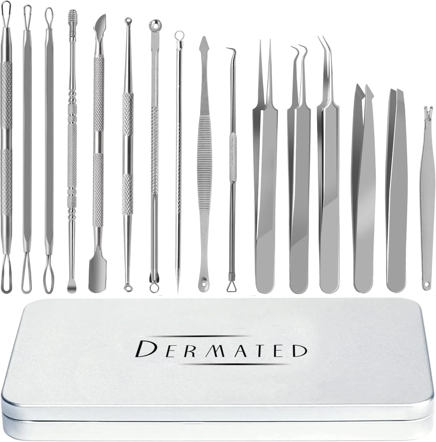 16 Pcs Pimple Popper Tool Kit Blackhead Remover, 410 Grade Stainless Steel