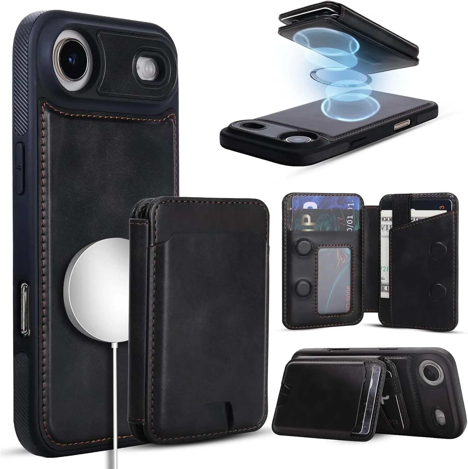 Funda con billetera magnética Asapdos para iPhone 17 Air negra