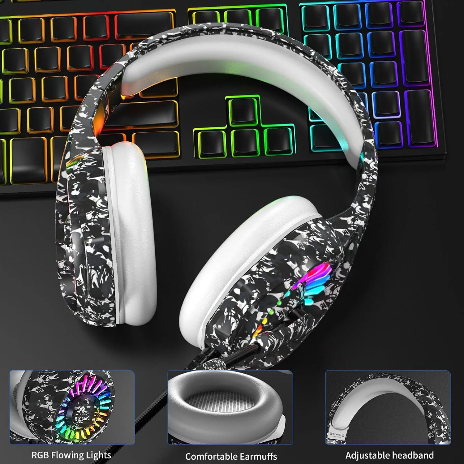 ZIUMIER Wired Camo Gaming Headset for PC, PS5, PS4, Xbox Series X|S