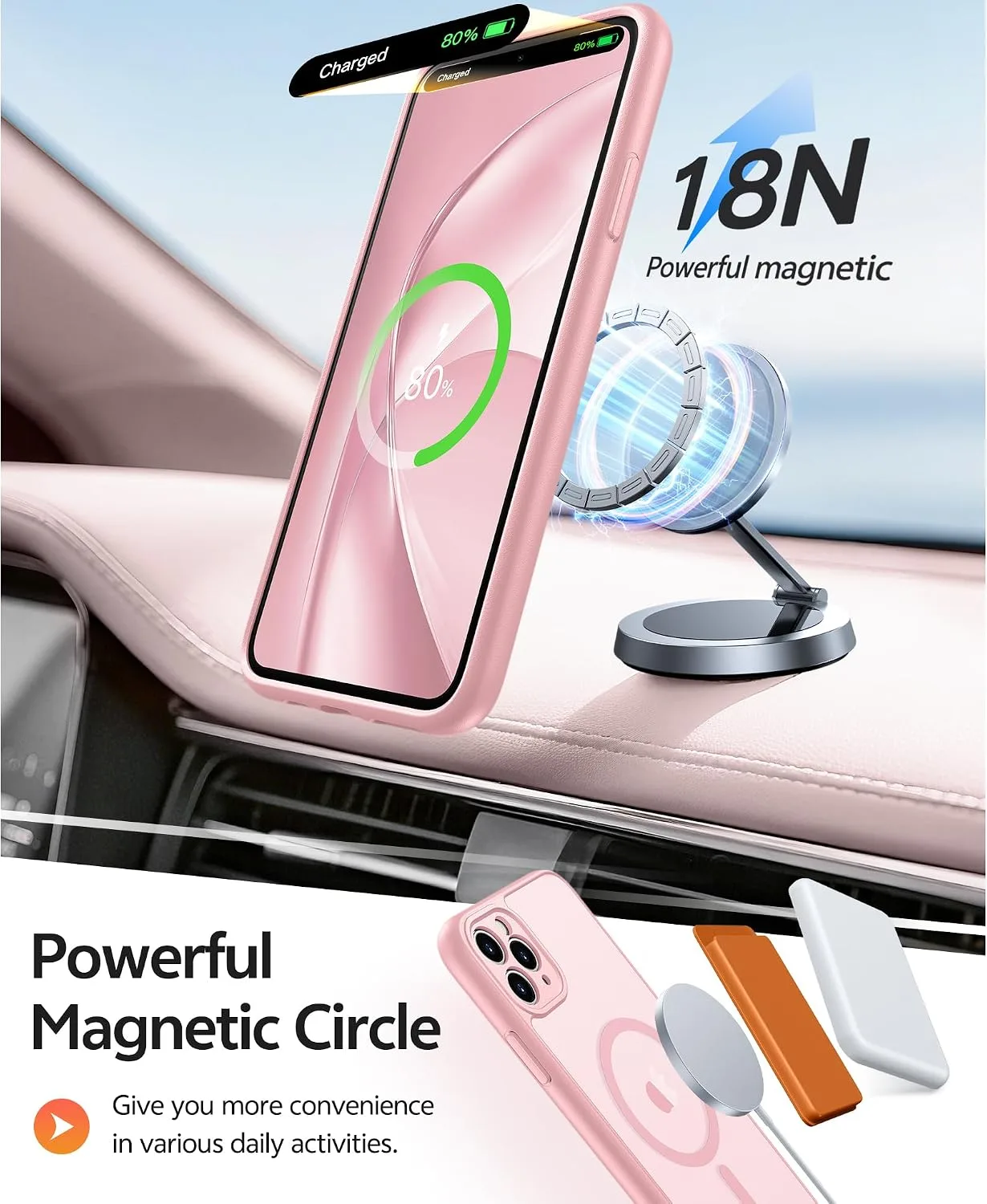 FNTCASE for iPhone 11 Pro Max Case, Fit for Magsafe, Light Pink