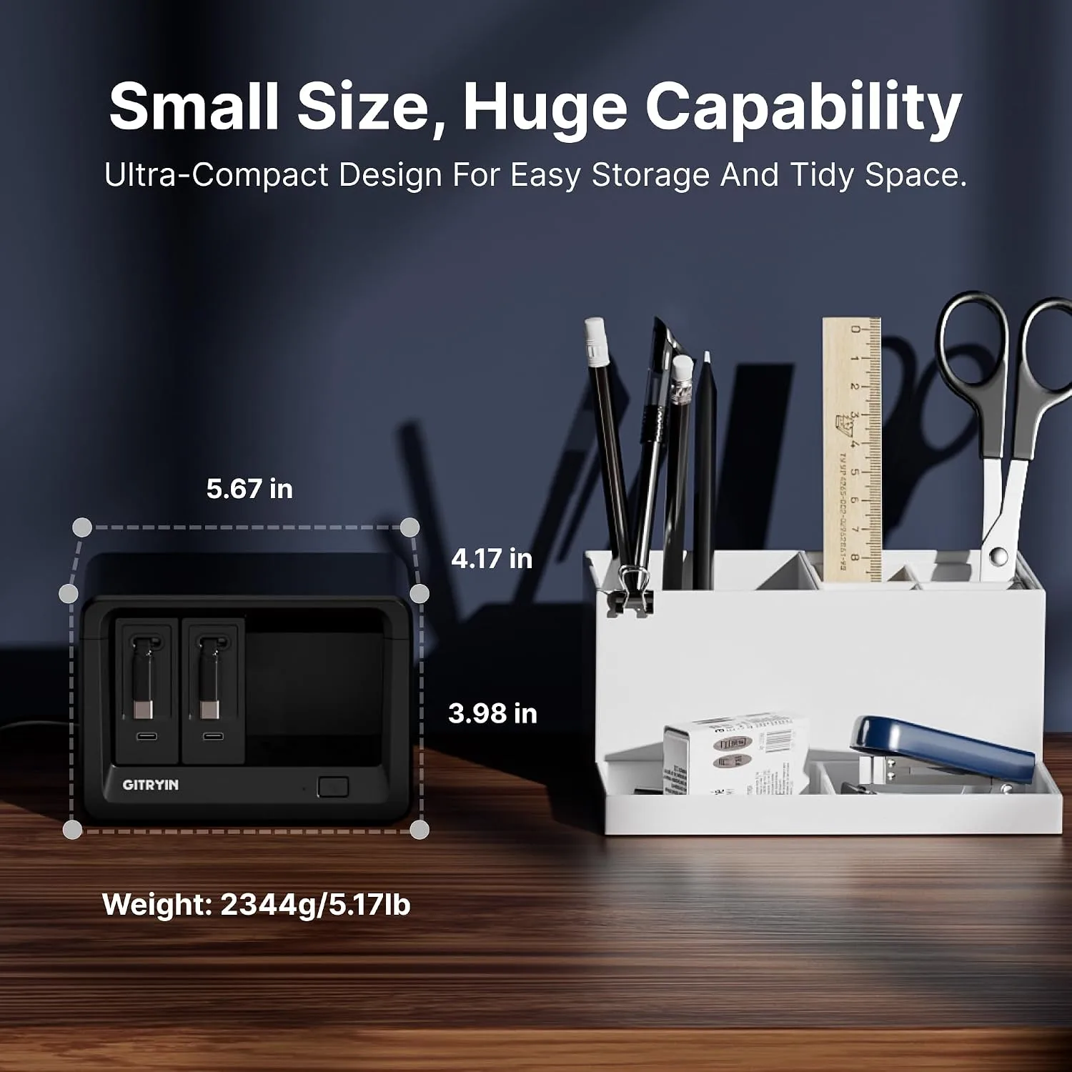 Gitryin 10-in-1 Desktop Charging Station, 6 AC, 80W Retractable GaN Charger