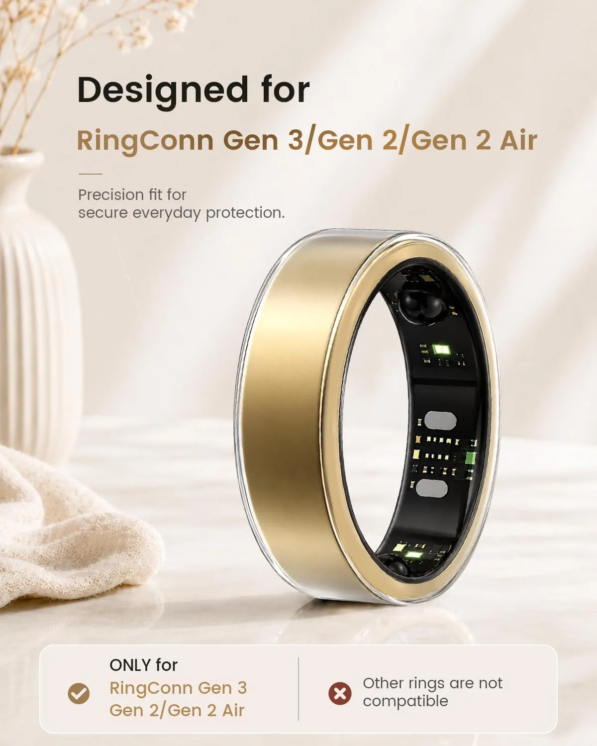 4 Pack Clear TPU Ring Cover Compatible with RingConn Gen 3/Gen 2/Gen 2 Air (4*Clear, Size 10)