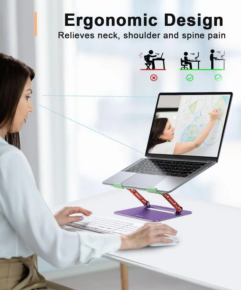 Aoviho Laptop Stand for Desk－Adjustable Laptop Stand Holder －Foldable Notebook Computer Stands for MacBook Air Pro HP Lenovo Dell Samsung Chromebook, 10-15.6 inch, Mixed Color