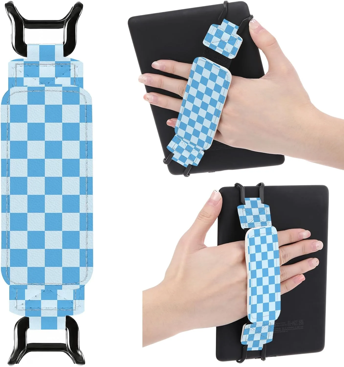 Hand Strap for Kindle Blue Checkered