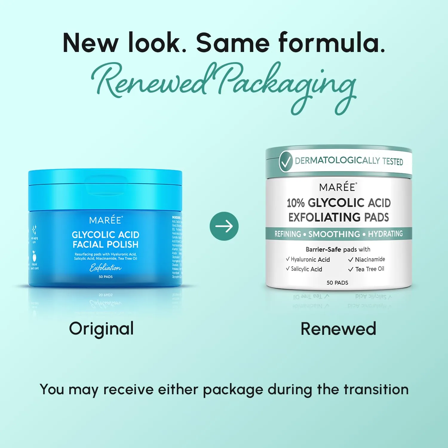MAREE Glycolic Acid Pads - Exfoliating Face Pads - Zero Pore Toner for Face