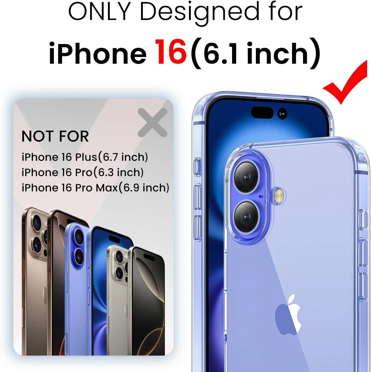 toushion 3 in 1 for iPhone 16 Case Transparent