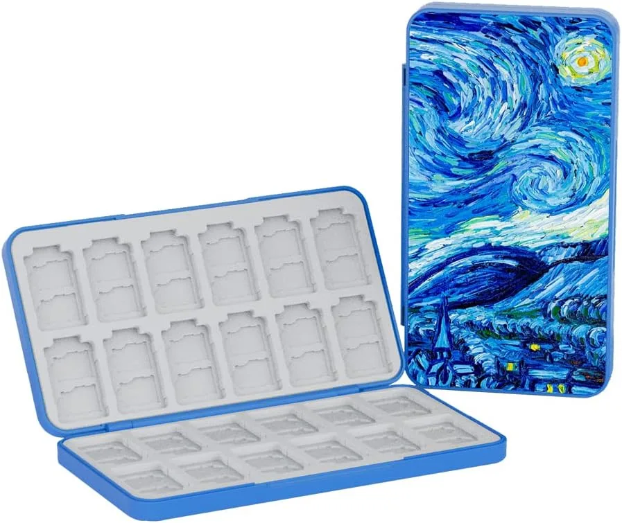 PERFECTSIGHT Game Card Case for Nintendo Switch/Switch Lite/OLED, 24 Game Holder Cartridge Case for Game Cards and 24 SD Cards, Portable Compact Storage Box (Starry Night, 24 Slots)