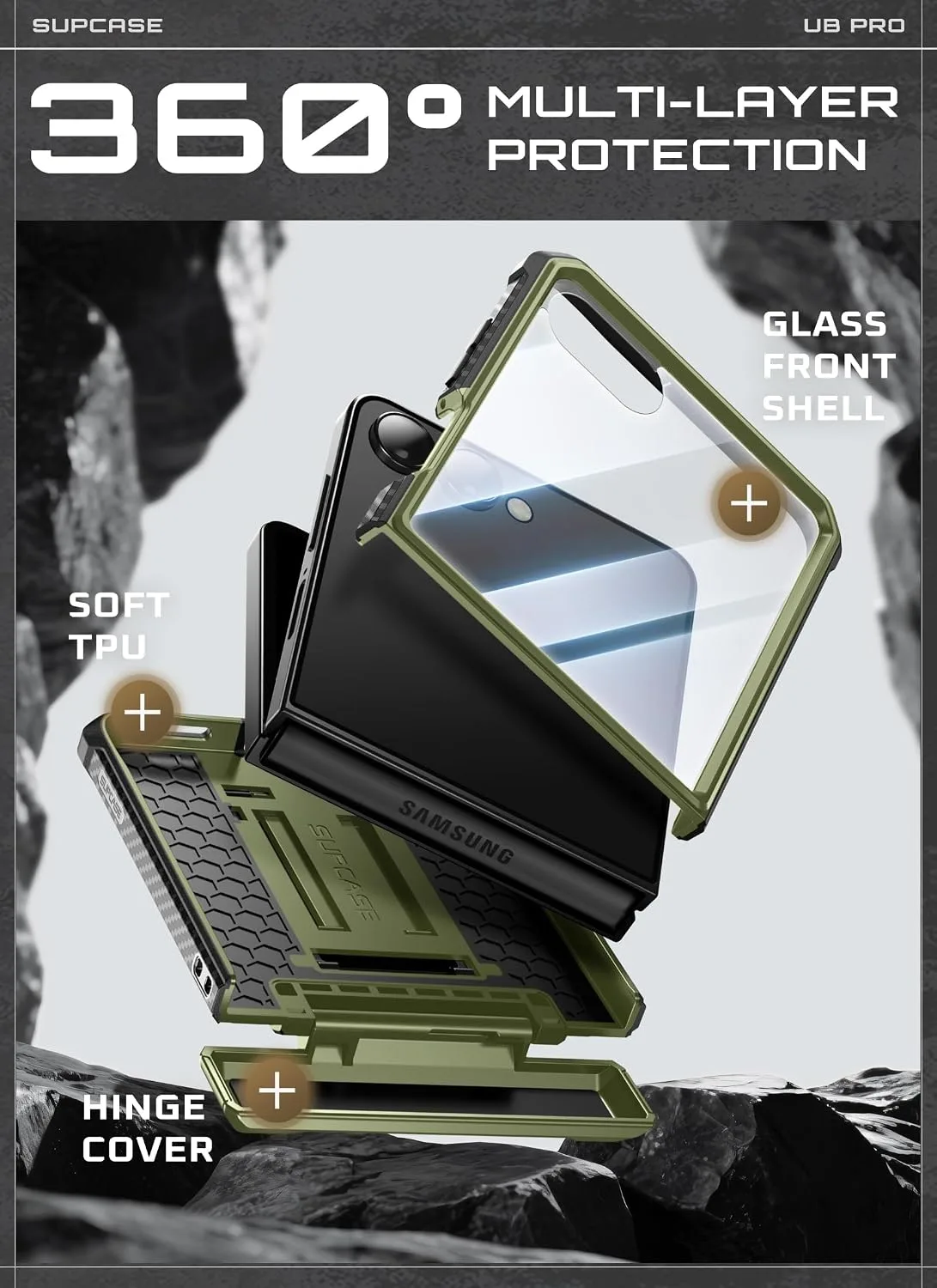 SUPCASE for Samsung Galaxy Z Flip 7 Case with Built-in Kickstand, Guldan
