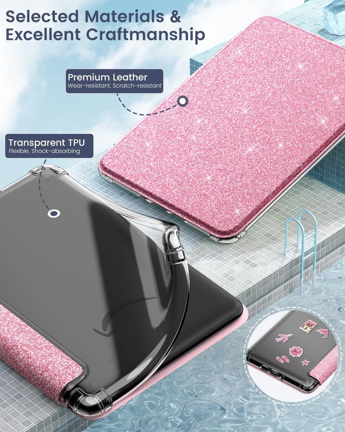 MoKo Case for Kindle Paperwhite 12th Gen & Colorsoft 2024, Shiny Pink