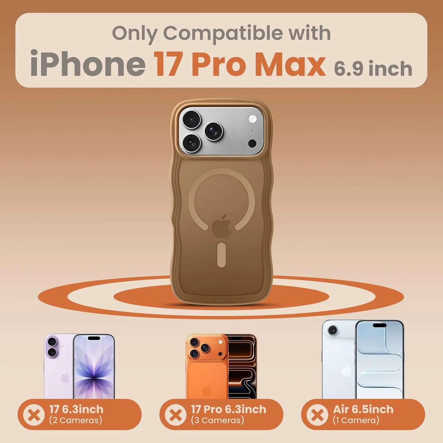 toushion for iPhone 17 Pro Max Case Cute Brown Wave Edge