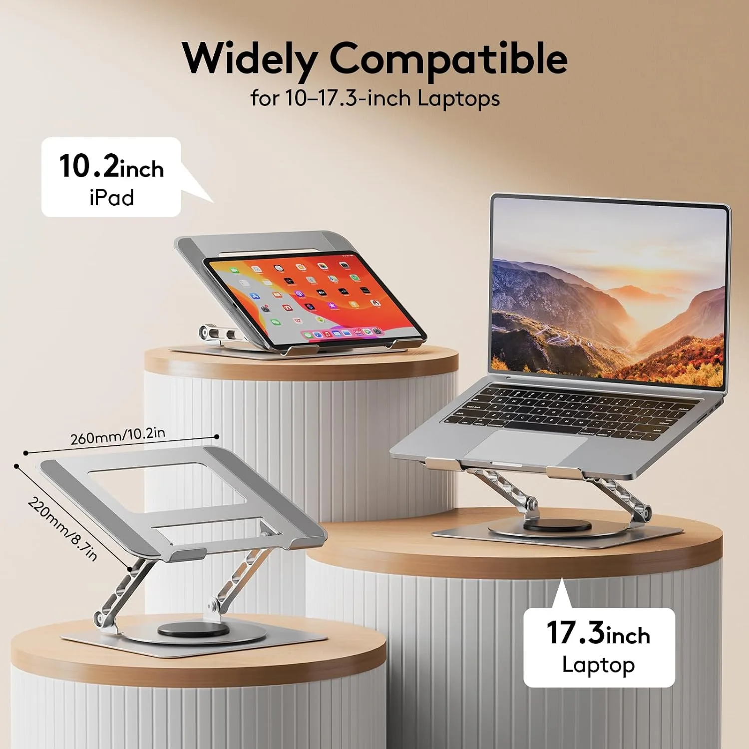 TECKNET Laptop Stand for Desk, 360° Rotating Laptop Stand for 10-17" Laptop