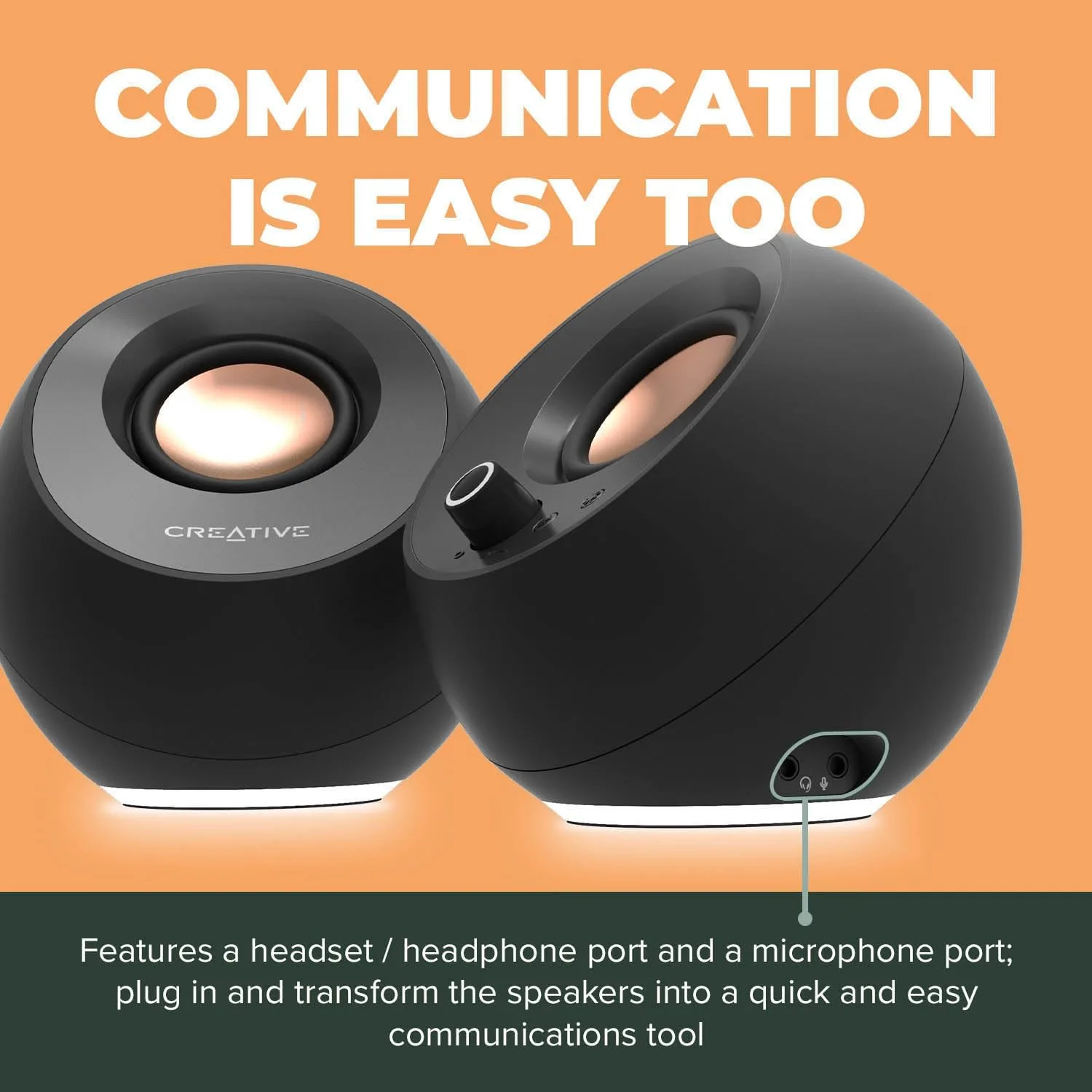 Creative Pebble Pro, 2.0 USB-C Desktop Speakers, RGB, Black