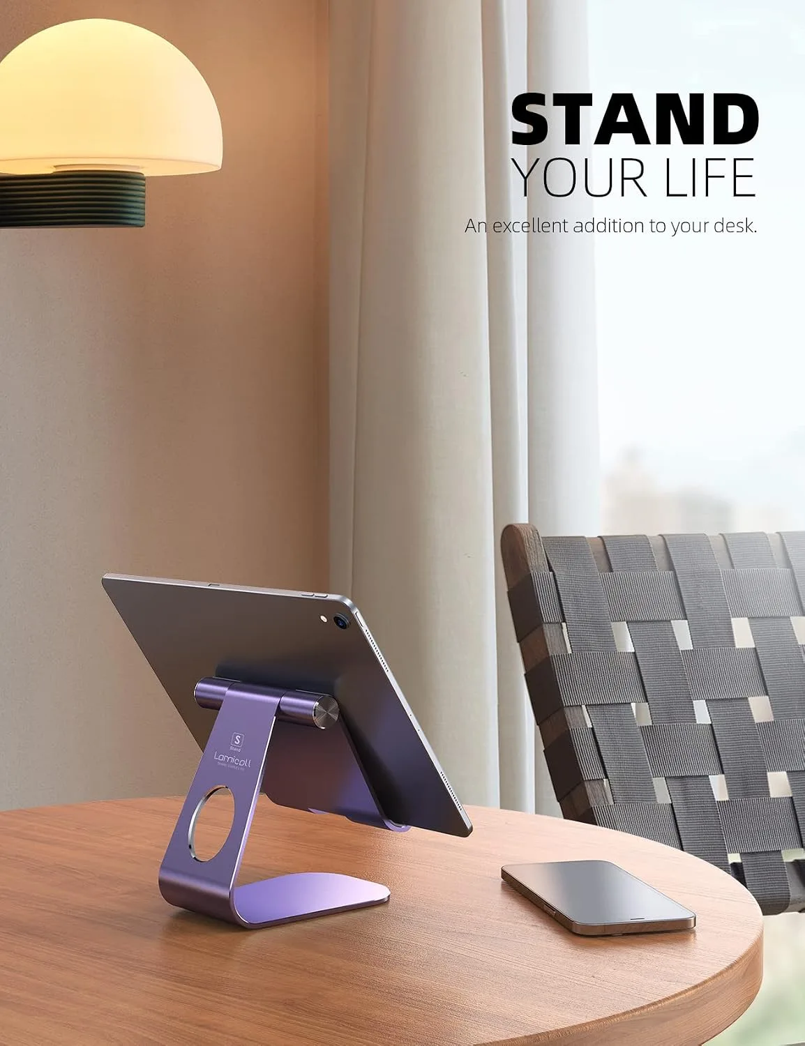 Lamicall iPad Stand Adjustable Tablet Holder, Sturdy Aluminum, Multi-Angle