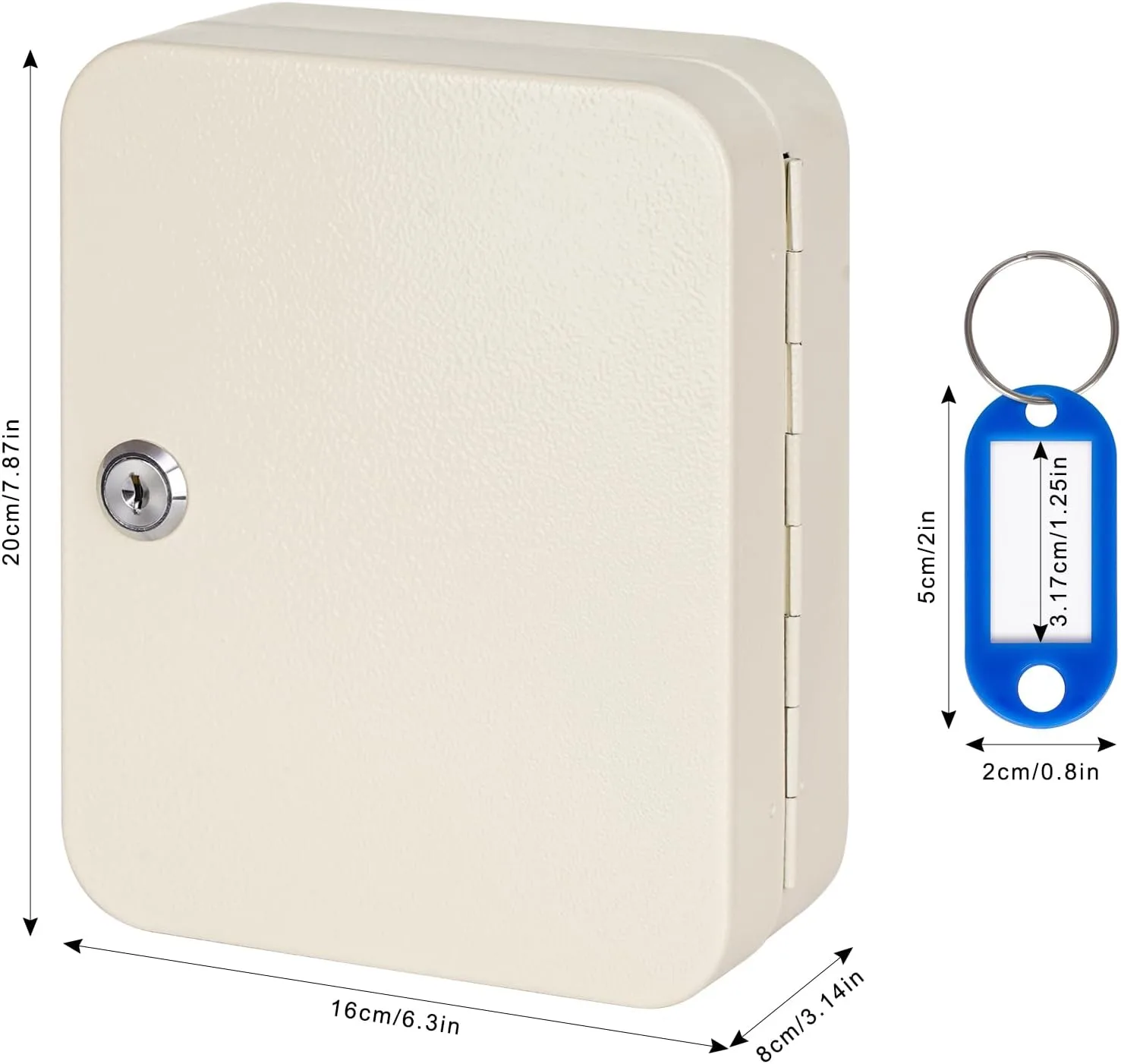 KYODOLED Key Box Wall Mount, 20-Key Steel Cabinet, Key Lock, Beige