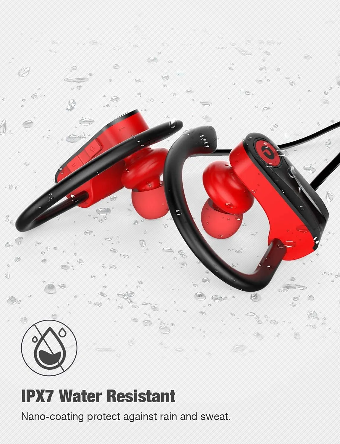 Otium Wireless Bluetooth 5.3 Sport Headphones Built-in Mic in Ear Running Headset with Earhooks 16 Hours Playtime