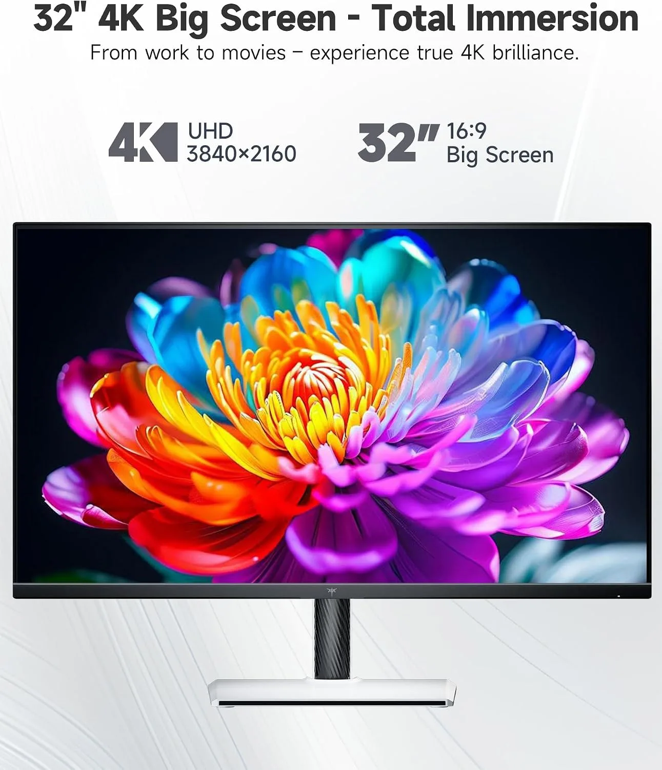 KTC 32 Inch 4K UHD Monitor, 3840 x 2160 Computer Monitor 60Hz, 3000:1 Contrast, HDR, 125% sRGB, HDMI Dispaly Port, Tilt Height Swivel Adjustable Stand, Low Blue Light, Vesa Wall Mount, White, H32U6