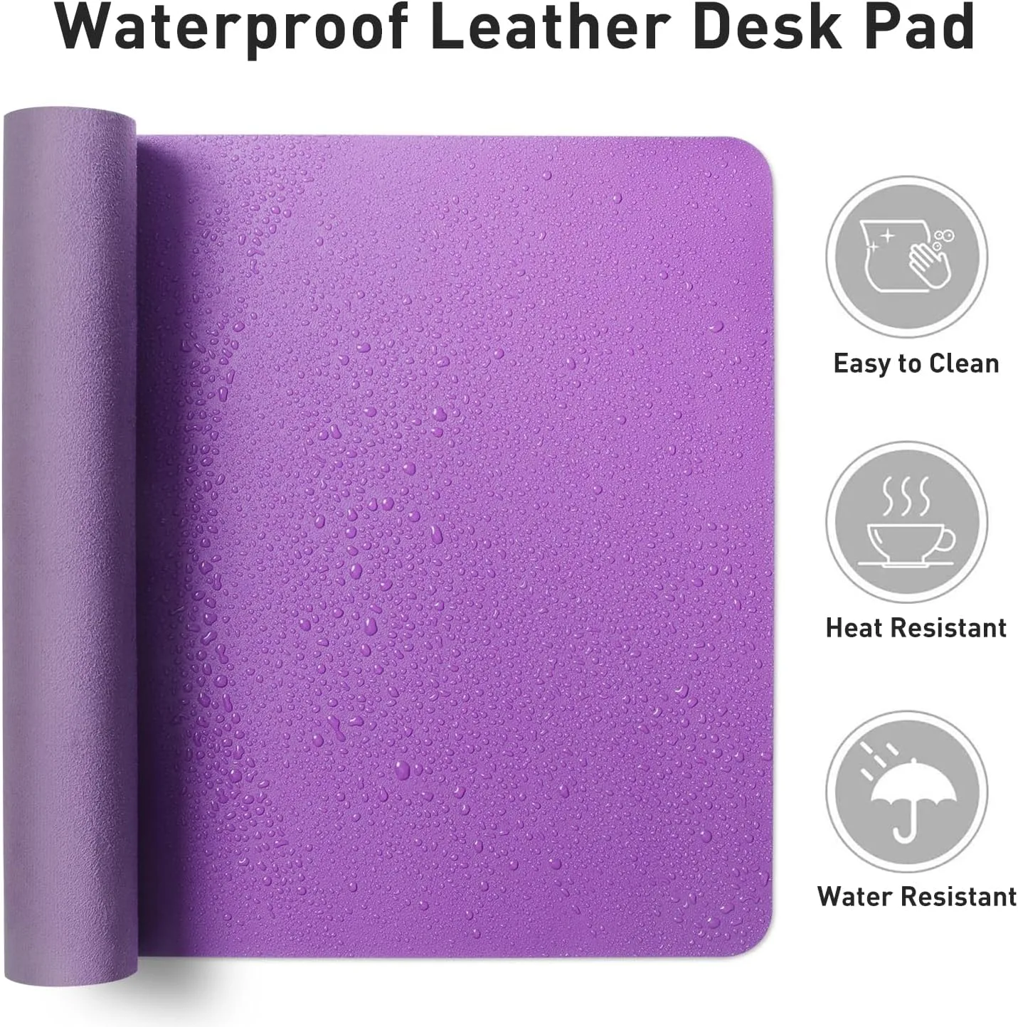 Aothia Leather Desk Pad Protector, Mouse Pad, Office Desk Mat, Non-Slip PU Leather Desk Blotter, Laptop Desk Pad, Waterproof Desk Writing Pad for Office and Home (23.6" x 13.7", Iris Violet)