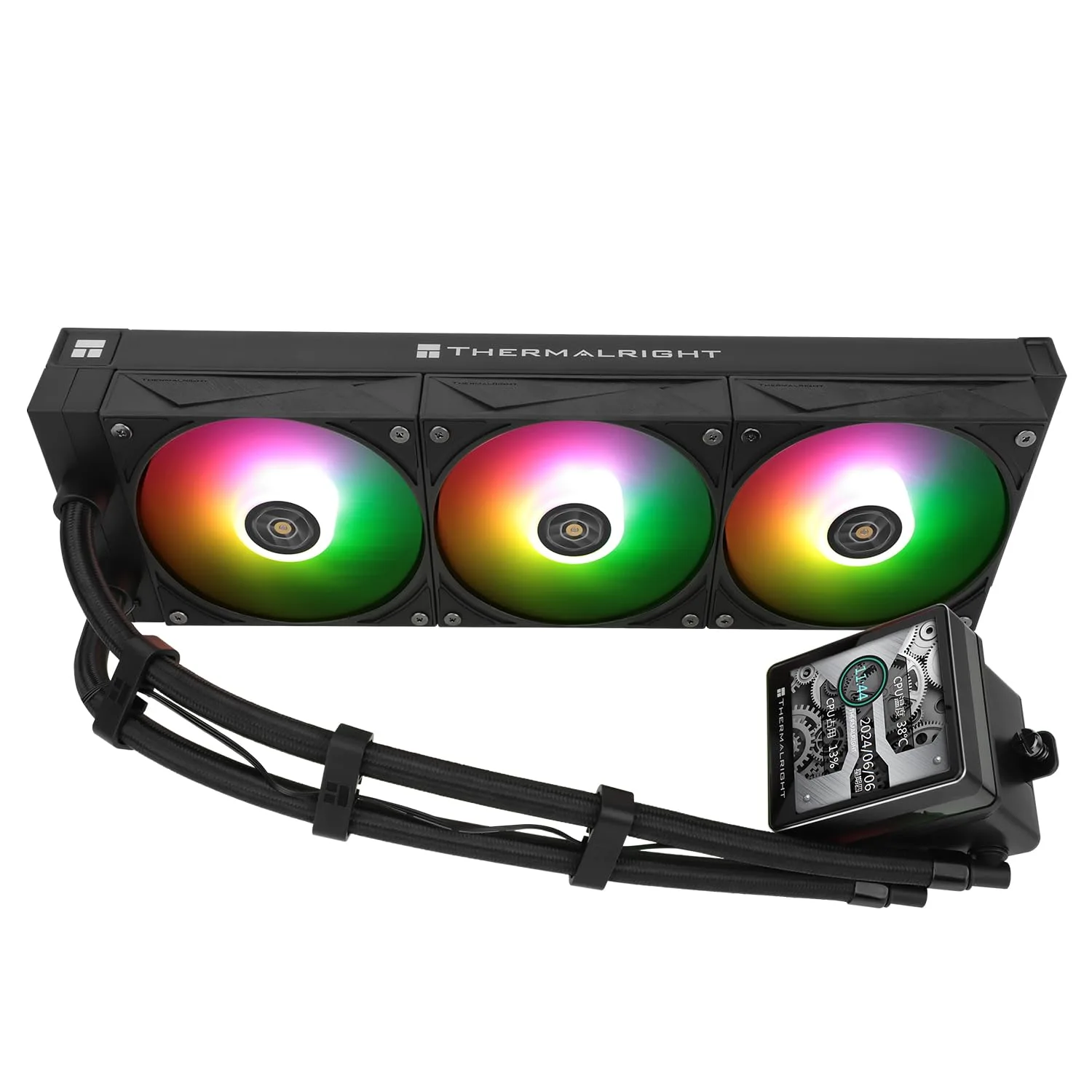 Thermalrlght Grand Vision 360 ARGB Black CPU AIO Cooler,PC 360 Specification Water Cooler System,IPS LCD Screen with 480x480 Resolution,for AM4/AM5&Intel LGA1700/1851,High Performance Pump
