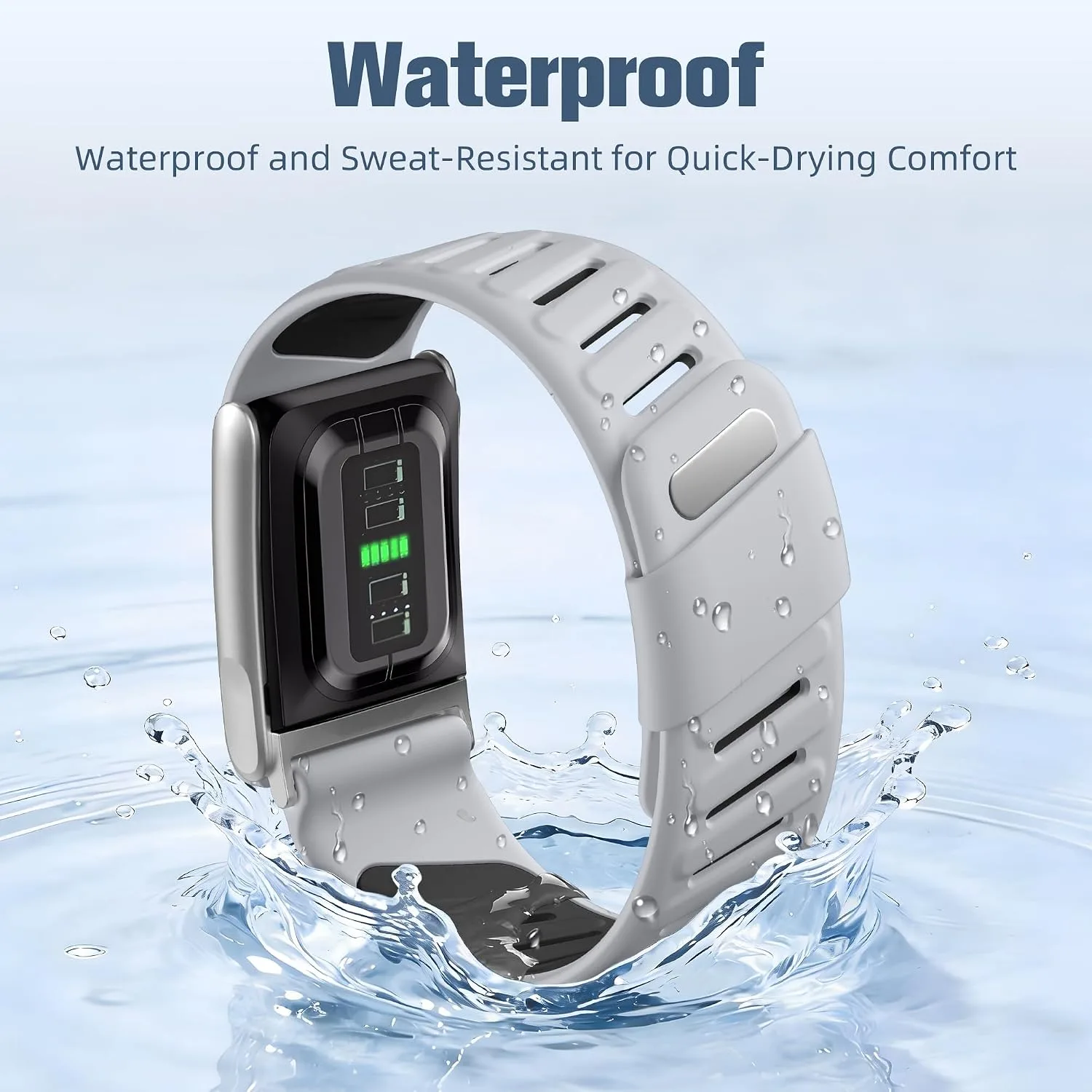 Getino Silicone Bands Compatible with Whoop 5.0 Band One, Peak, Life MG, Waterproof Adjustable Soft Replacement Sport Accessories Strap for Whoop Band 5.0 Fitness Activity Tracker, Grey/Black