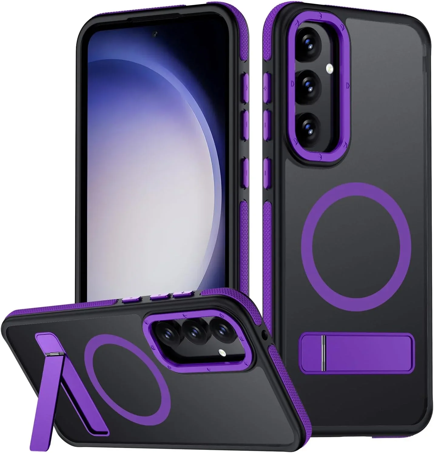 Mondelete for Samsung Galaxy S23 FE Case, [Compatible with MagSafe], Adjustable Kickstand,Military Grade Drop Tested, Translucent Matte Phone Case for Galaxy S23 FE Case (Purple)