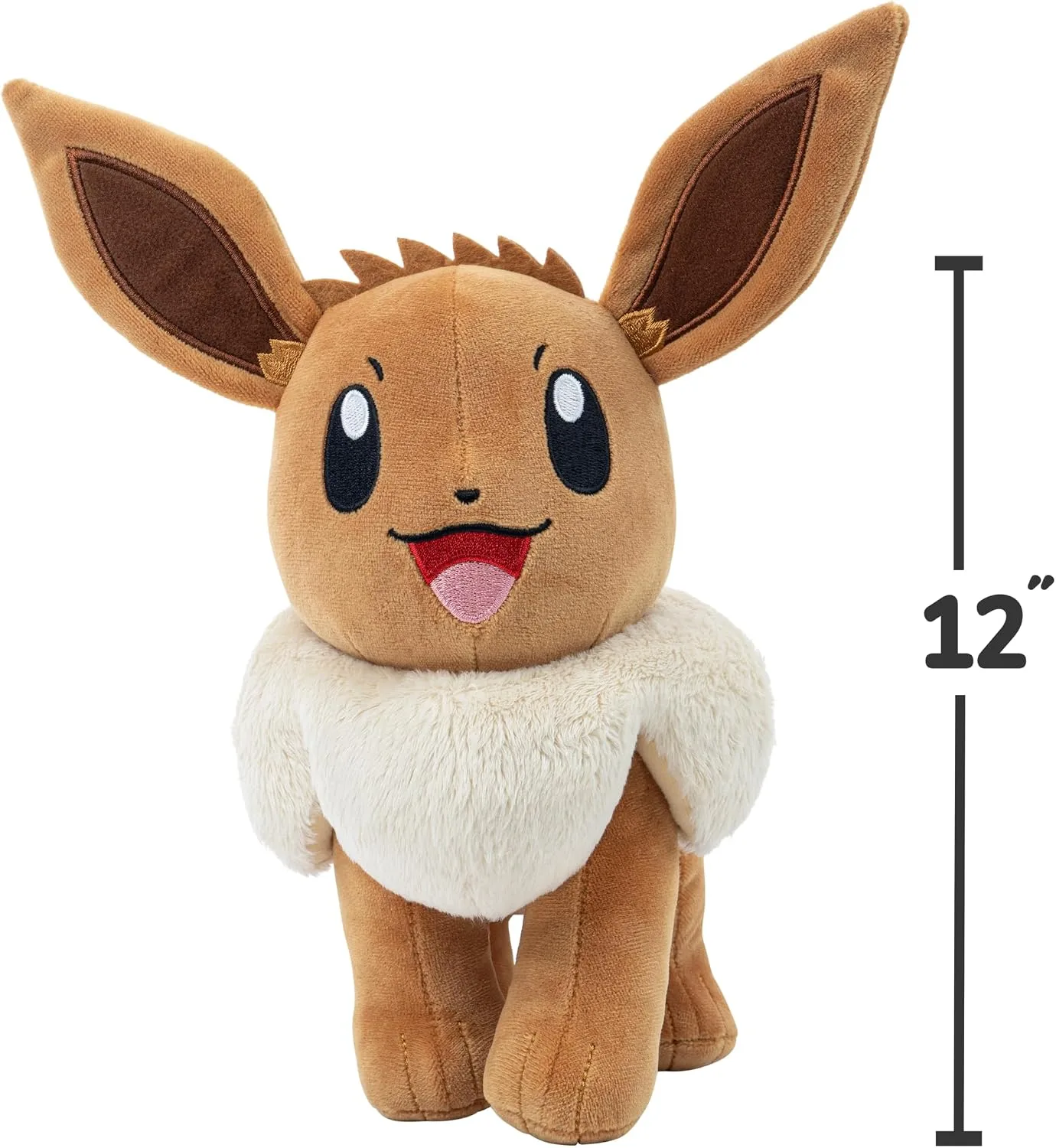 Pokemon 12" Large Eevee Plush - Officially Licensed - Let's Go Starter Figure - Authentic Soft 12-inch Stuffed Animal Toy - Easter Basket Stuffer Gift for Kids, Boys, Girls - 2+
