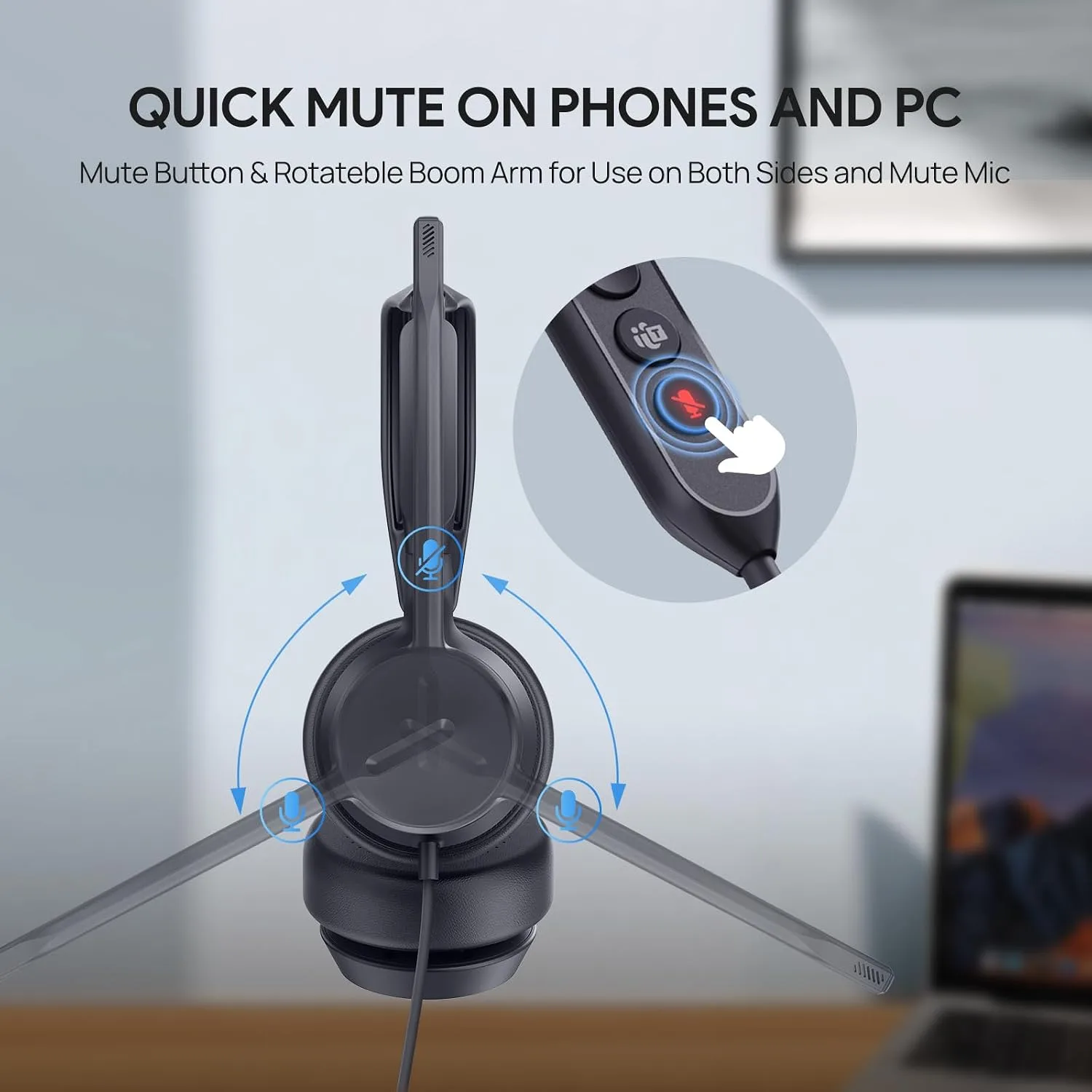 Yealink UH42 USB-C/A Wired Headset,AI Noise Cancelling Mic,in-Line Controls