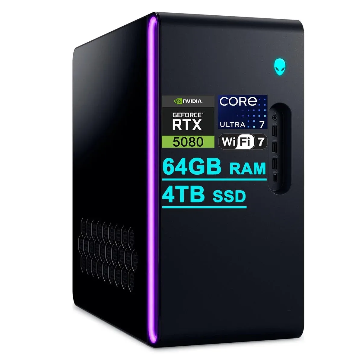 Dell Alienware Aurora ACT1250 Gaming Desktop con Intel 20-core, 64GB RAM, 4TB SSD, RTX 5080, Enfriador Líquido y Windows 11