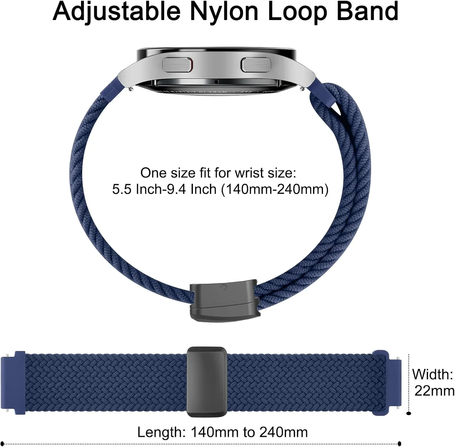 Amzpas Magnetic Braided Strap for COROS PACE 4 / PACE 3 / Pro/APEX 2 Pro/APEX Pro/APEX 46mm, 22mm Soft Nylon Sport WristBand Compatible with ACoros Pace 4/3 Watch Women Men