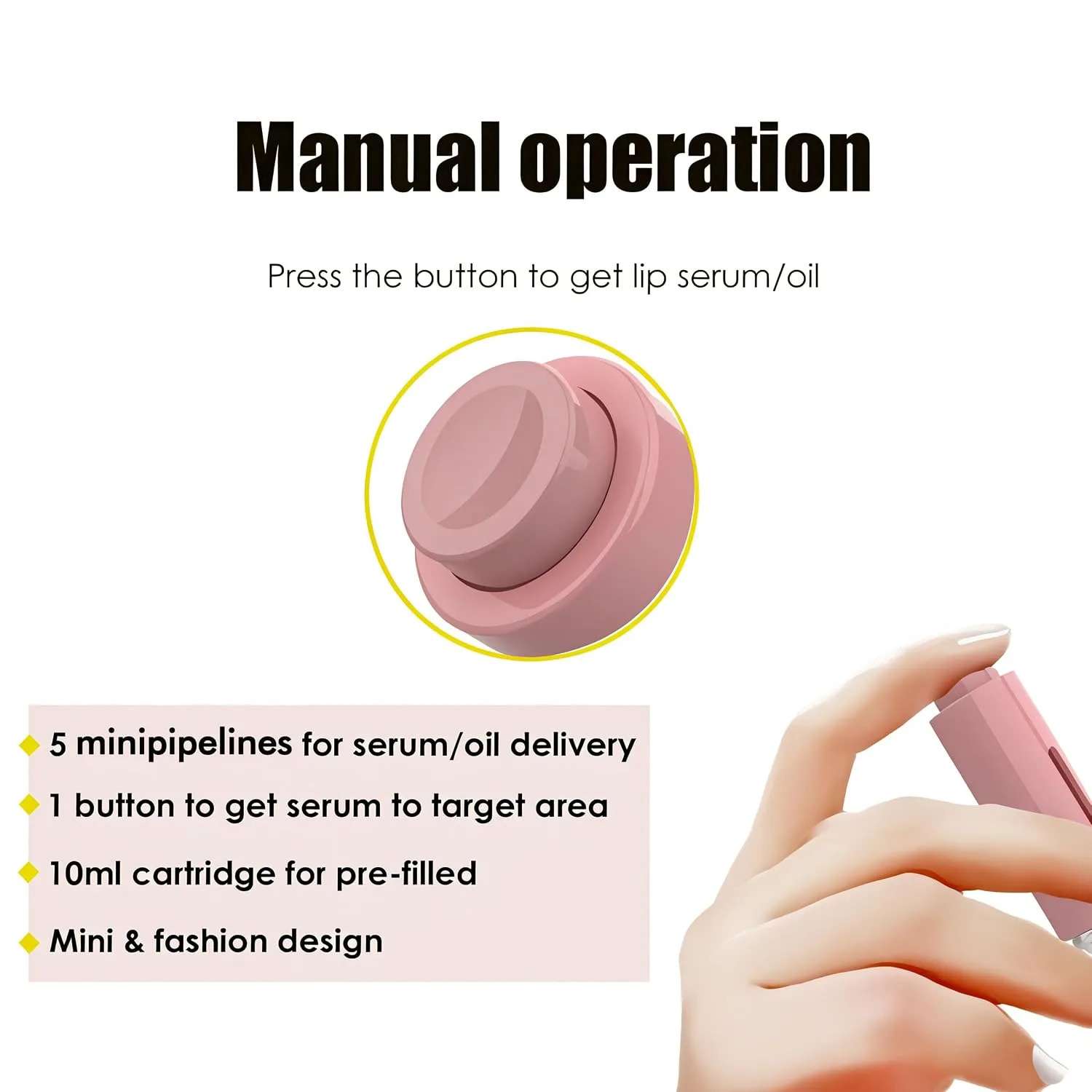 Derma Roller with Liquid Reservoir, Quick Serum Applicator for Lips, Skin, Hair, Wrinkles, Easy to Use Micro Needle Roller Without Serum, 105 Titanium Needles 0.25 mm (PINK)