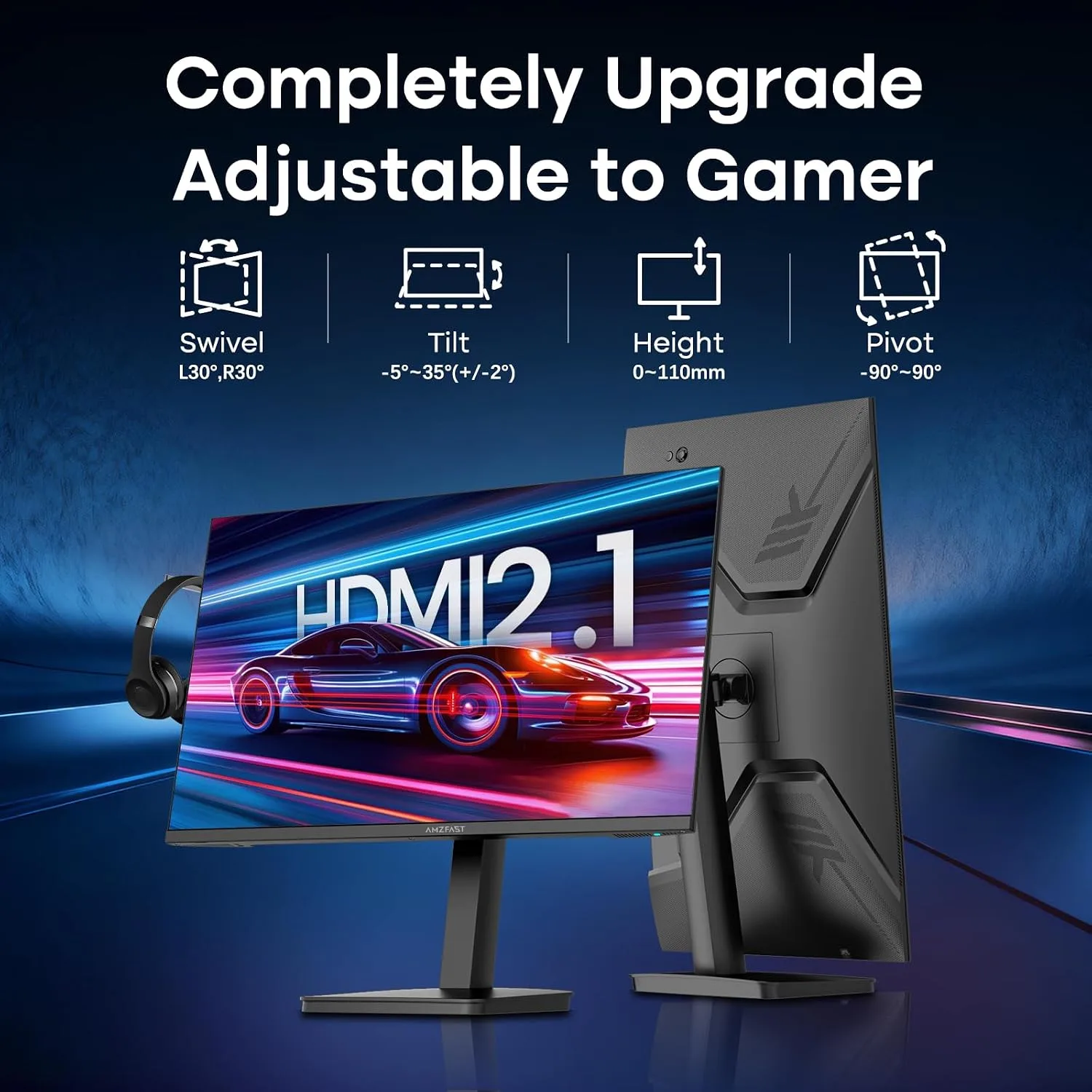 Amzfast 27 Inch Gaming Monitor 280Hz WQHD (2560x 1440) Height Adjustable