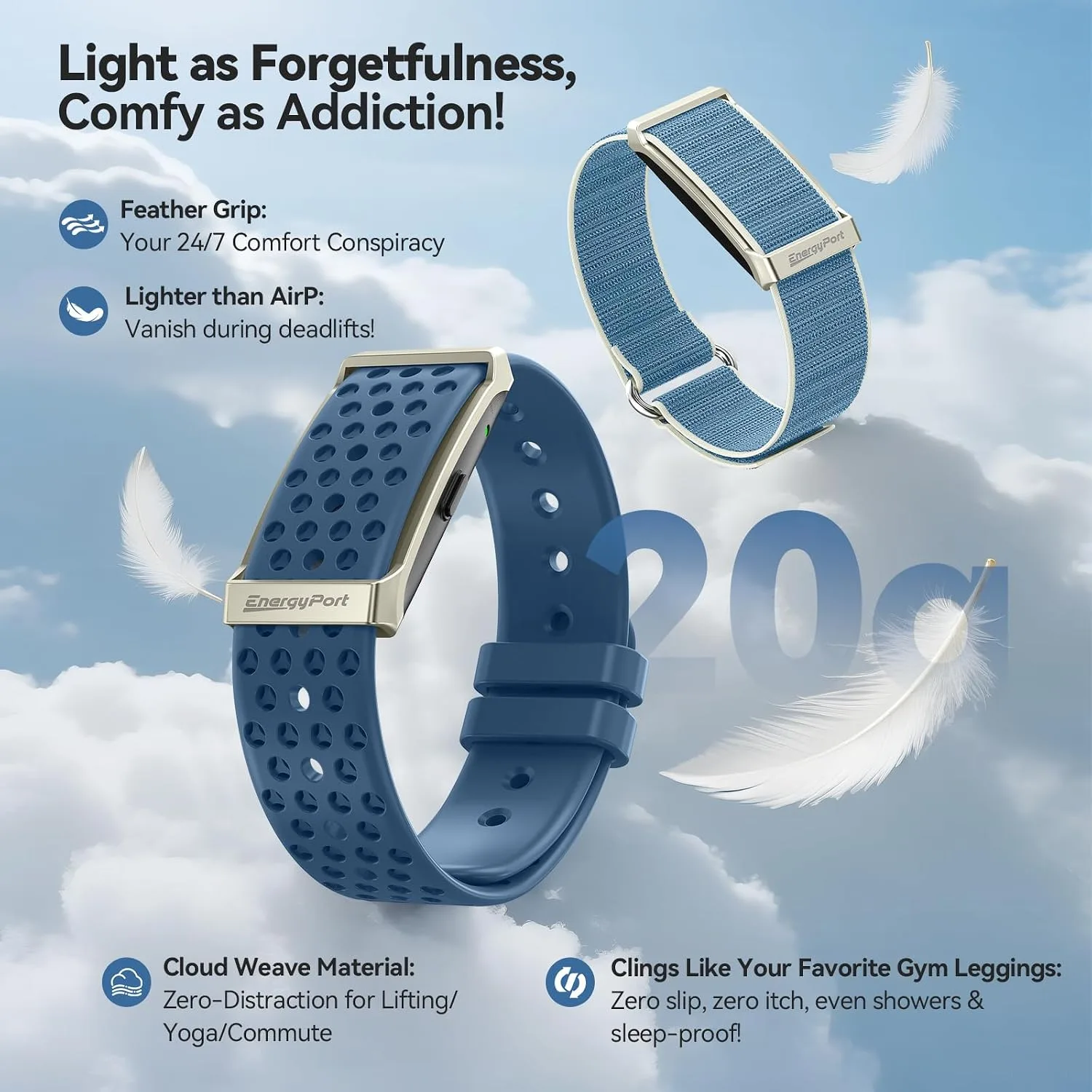 EnergyPort Fitness Tracker,Wearable Health Smart Bracelet Band with Blood Oxygen 170+ Sport Mode 60-Day Battery,Lifetime Membership,Activity Tracking Heart Rate Sleep Monitor for Android iOS,2 Bands