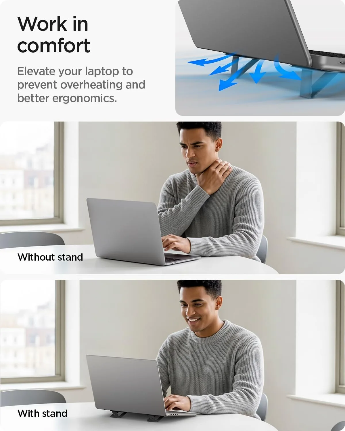 Spigen Slim Fold Adhesive Laptop Stand 2 Piece Foldable Portable