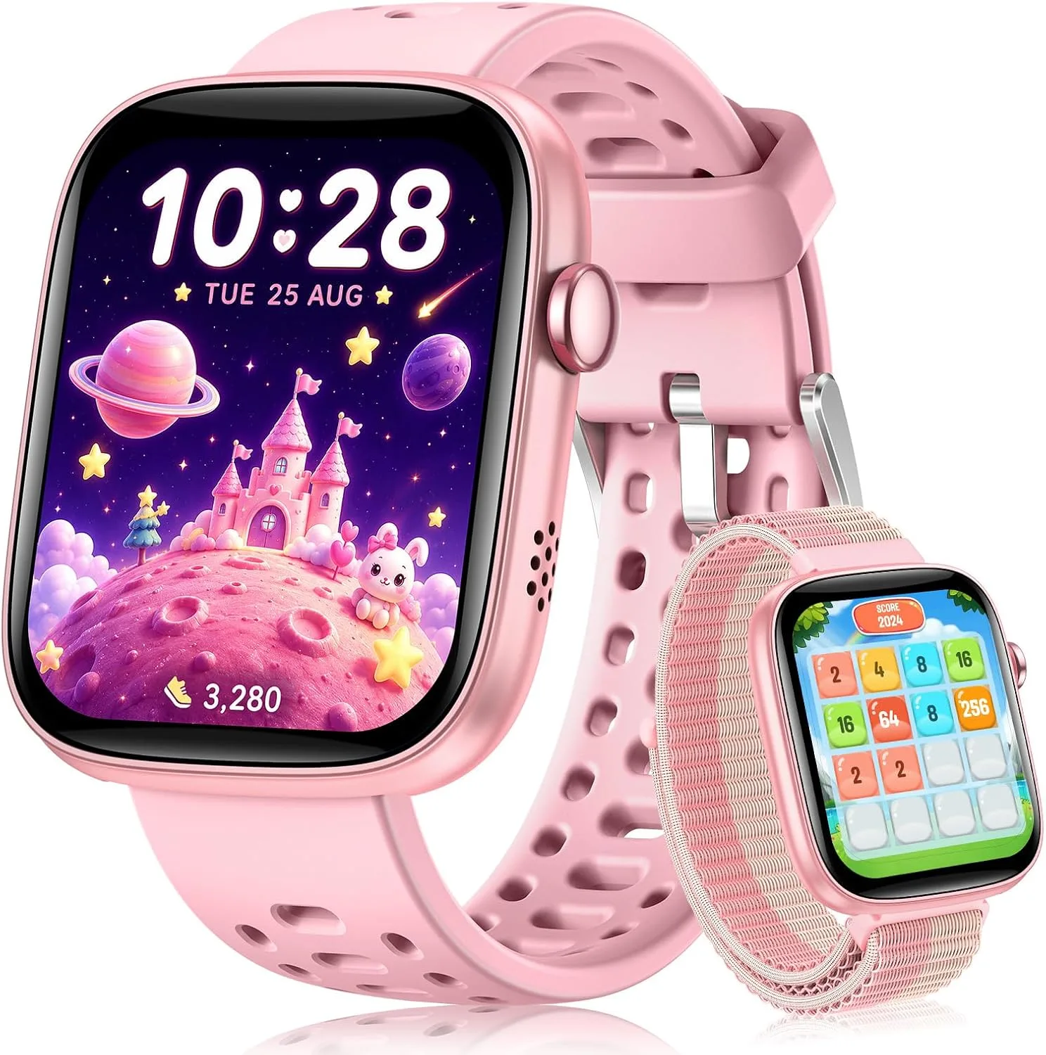 Kids Smart Watch No Phone Needed, 1.83" Smart Watch Fitness Trackers(Pink)