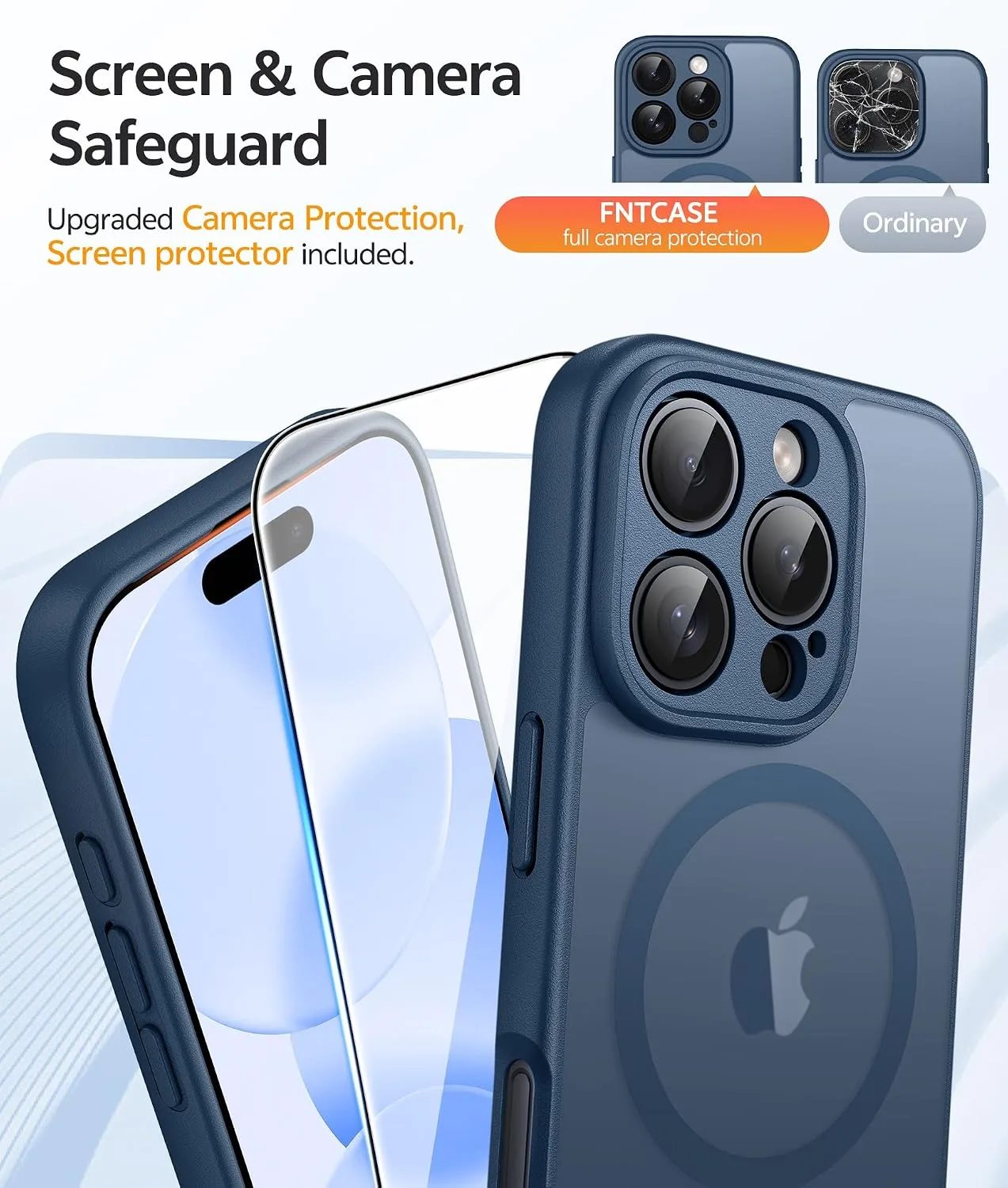 FNTCASE for iPhone 16 Pro Max Case, Fit for Magsafe, Blue