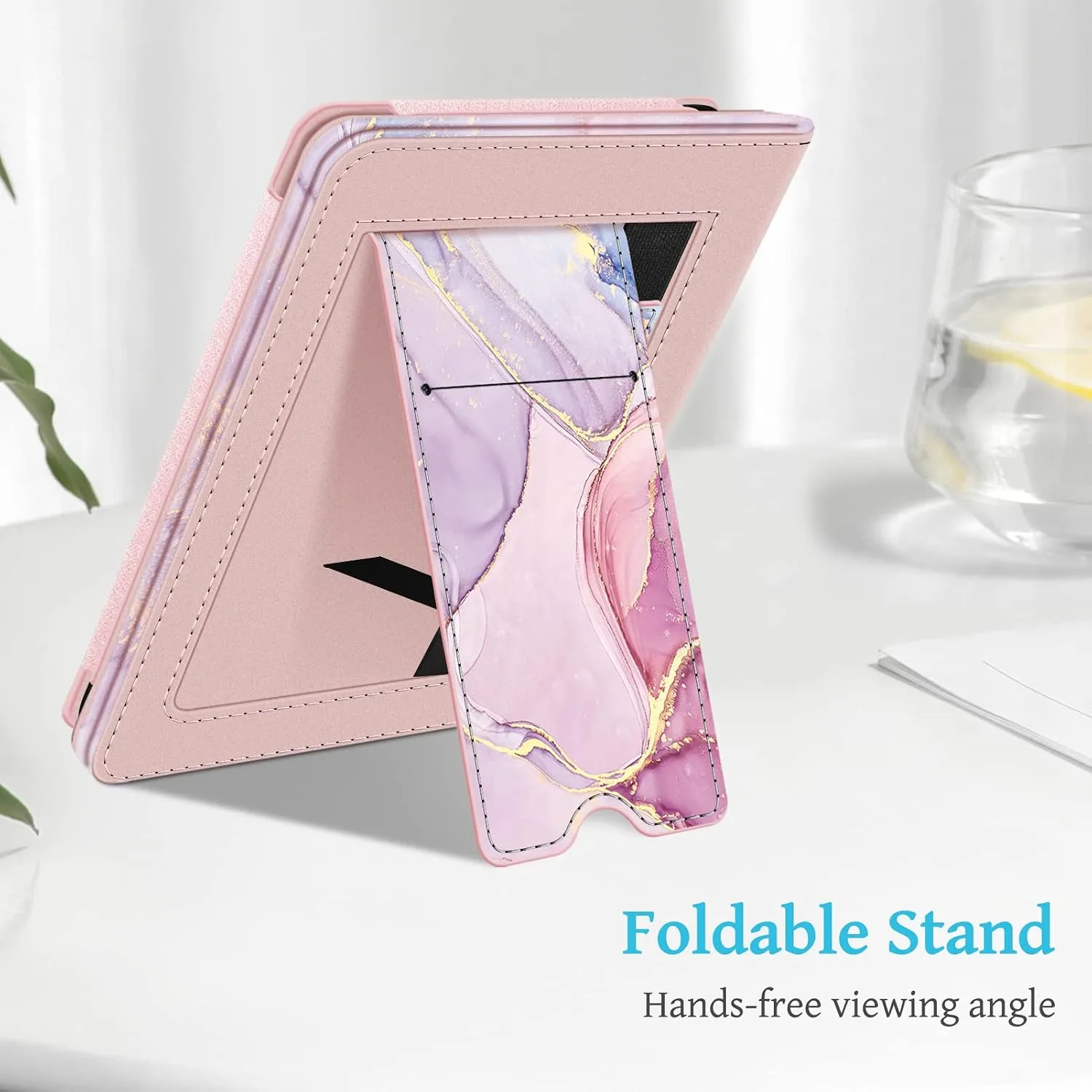 Fintie Stand Case for 6" Kindle 11th Generation 2024/2022,Glittering Marble
