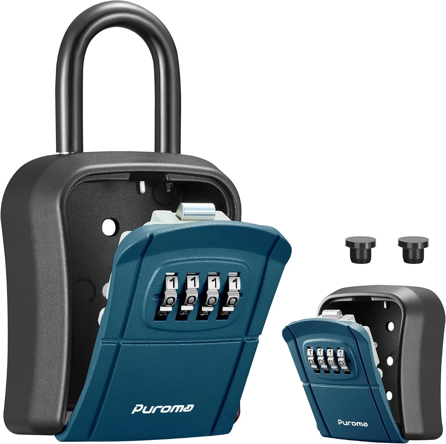 Puroma Key Lock Box Outdoor 4 Digit Code Combination Lockbox 1 Peacock Blue